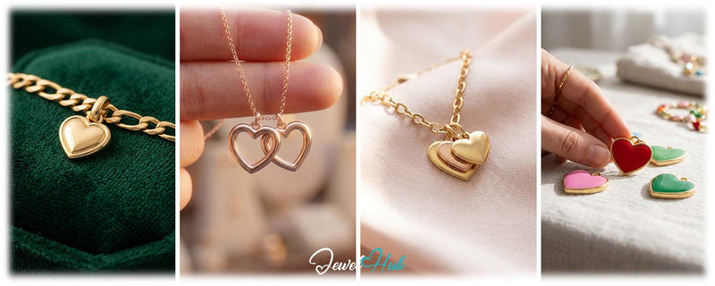 Heart charm meaning: a JewelHub heart charm bracelet shown as a symbol of love