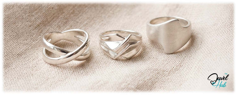 925 silver rings in crossover, aero fold and matte asymmetrical styles
