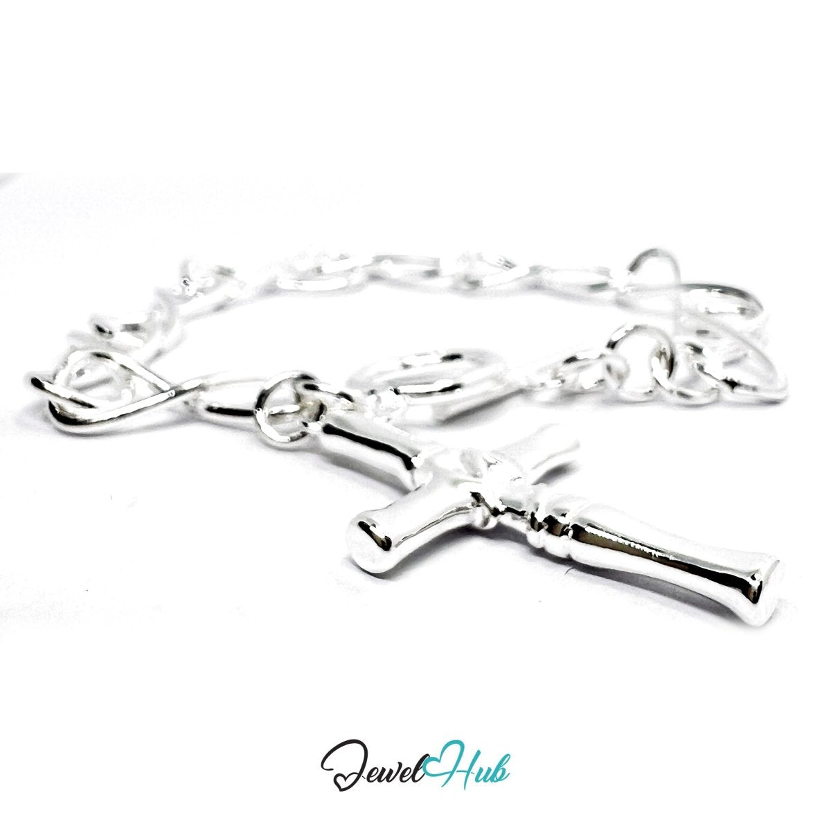 アクセサリー cross design silver 925 bracelet 925 Sterling Silver Infinity Links Cross Bracelet - 18cm