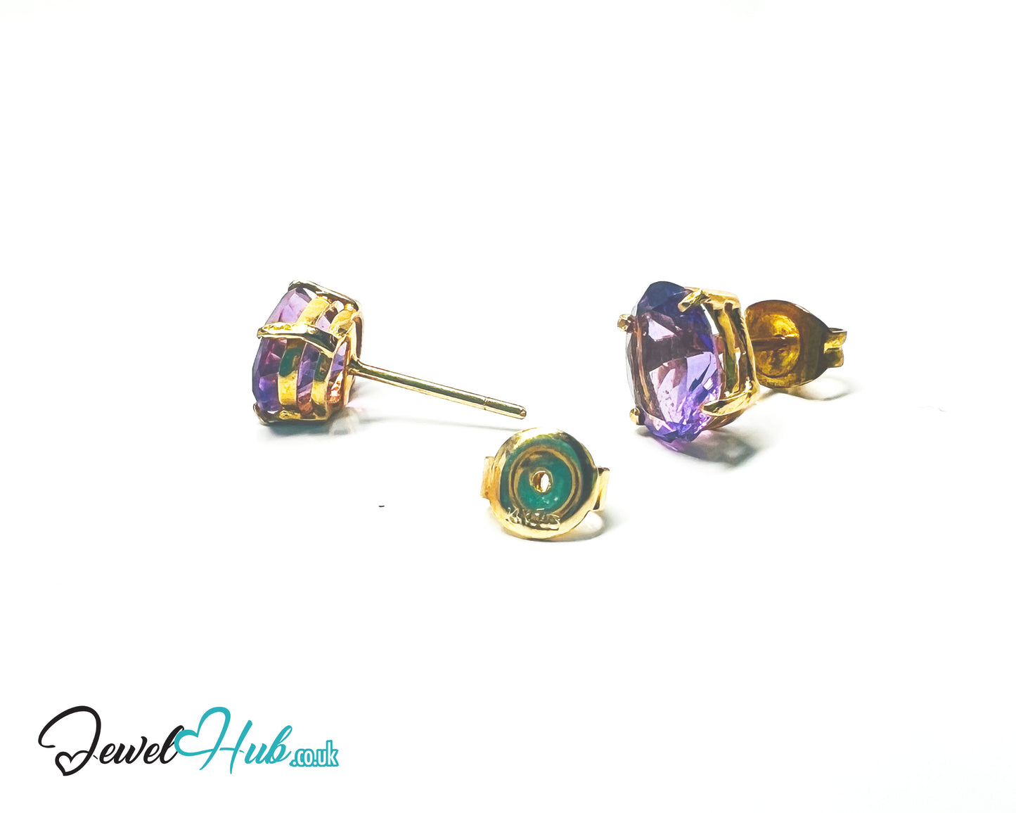 14K Gold Amethyst Stud Earrings - Twilight Bloom