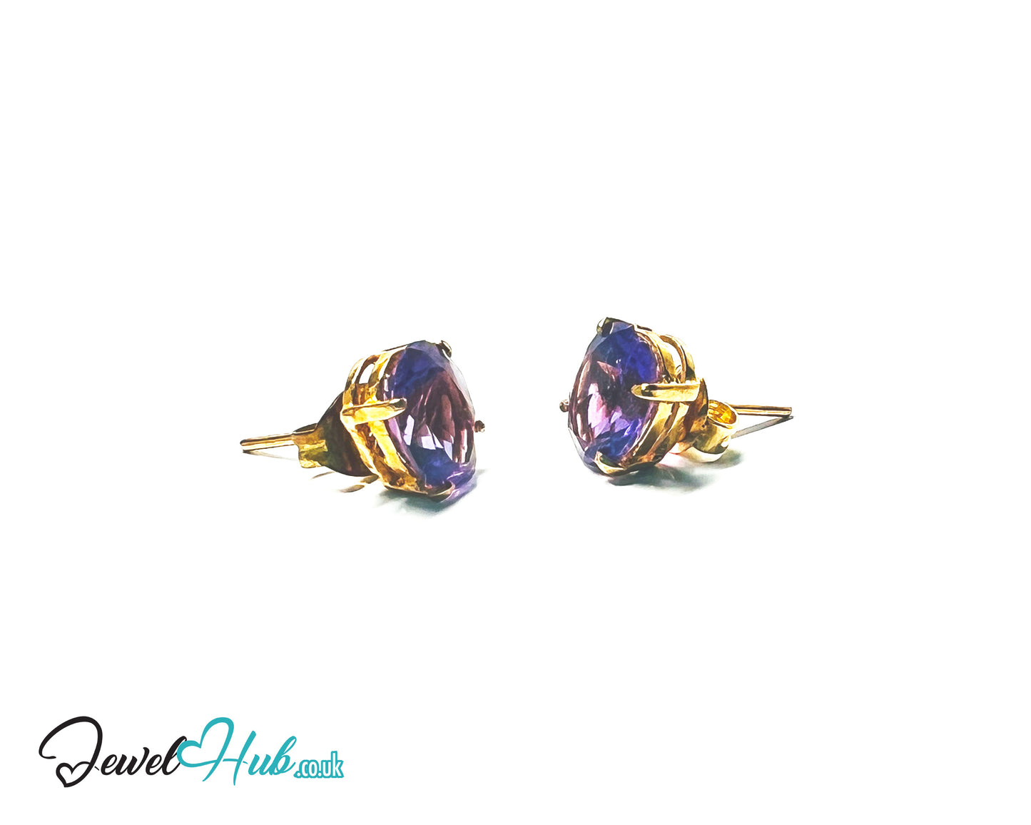 14K Gold Amethyst Stud Earrings - Twilight Bloom