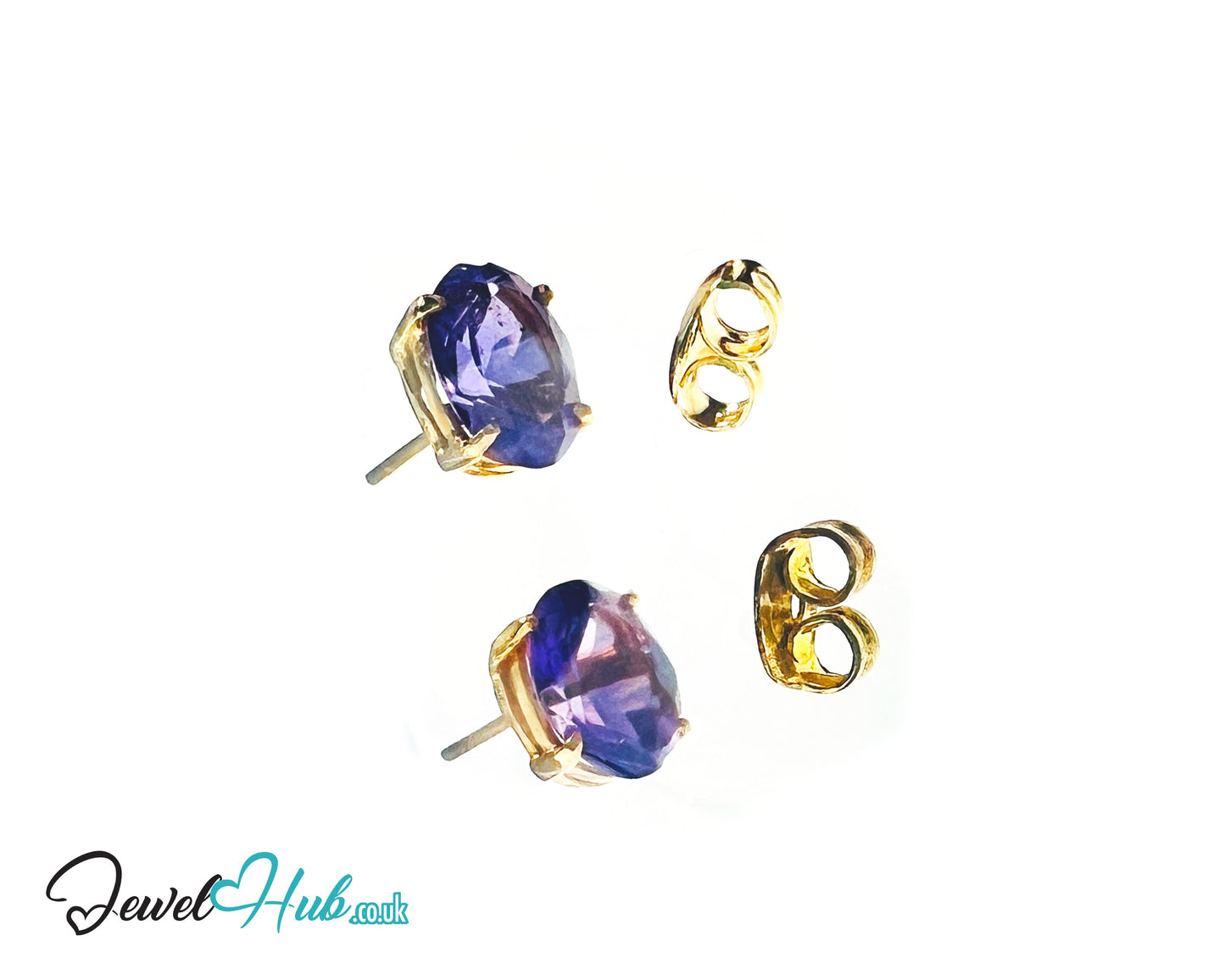 14K Gold Amethyst Stud Earrings - Twilight Bloom