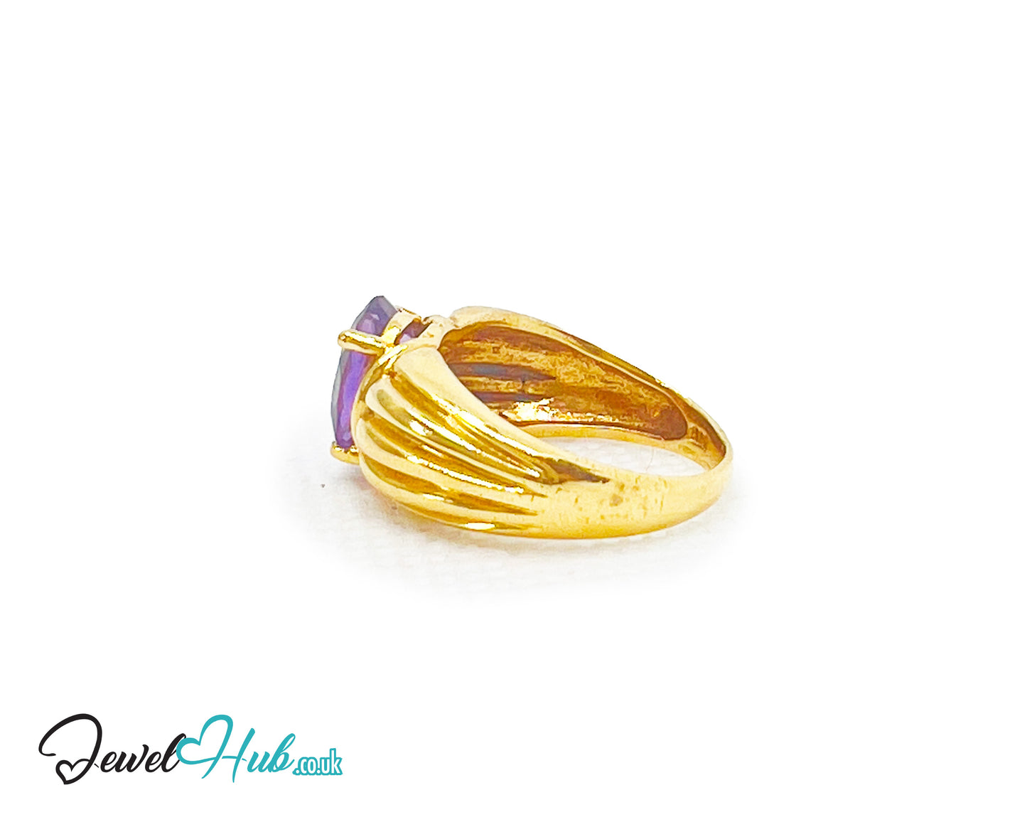 14k Gold Oval Cut Amethyst Ring – Hallmarked | 2.8 Carats | UK M½ US 6.5 | Bold gold & Regal violet