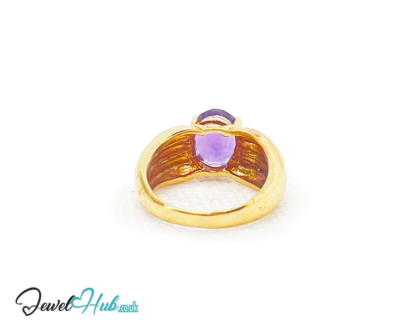 14k Gold Oval Cut Amethyst Ring – Hallmarked | 2.8 Carats | UK M½ US 6.5 | Bold gold & Regal violet