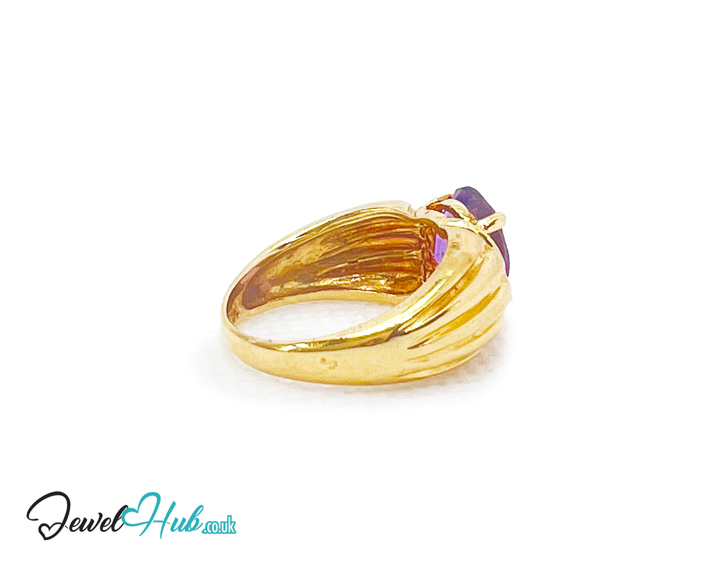 14k Gold Oval Cut Amethyst Ring – Hallmarked | 2.8 Carats | UK M½ US 6.5 | Bold gold & Regal violet