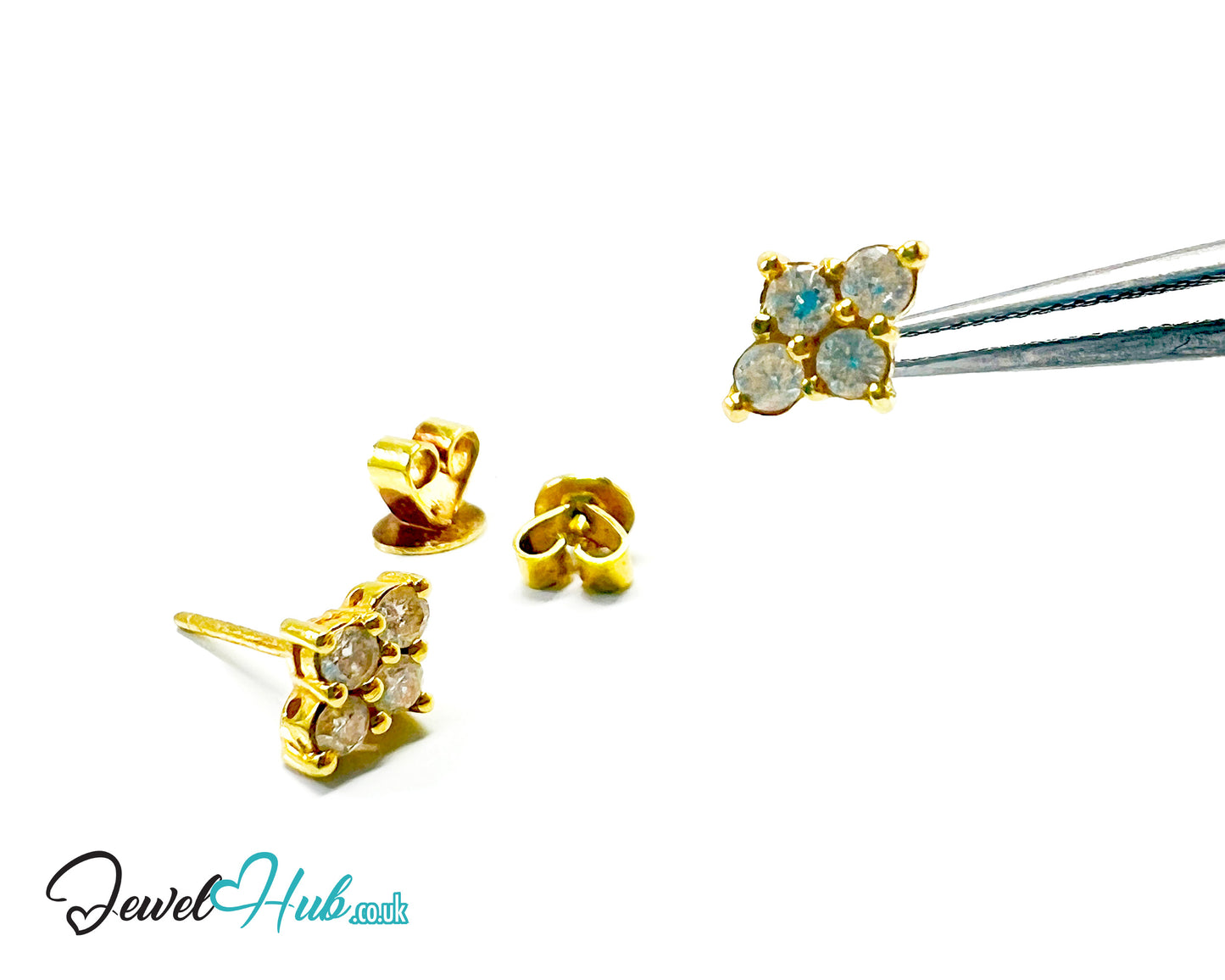 14K Gold Diamond Stud Earrings - Luna Spark