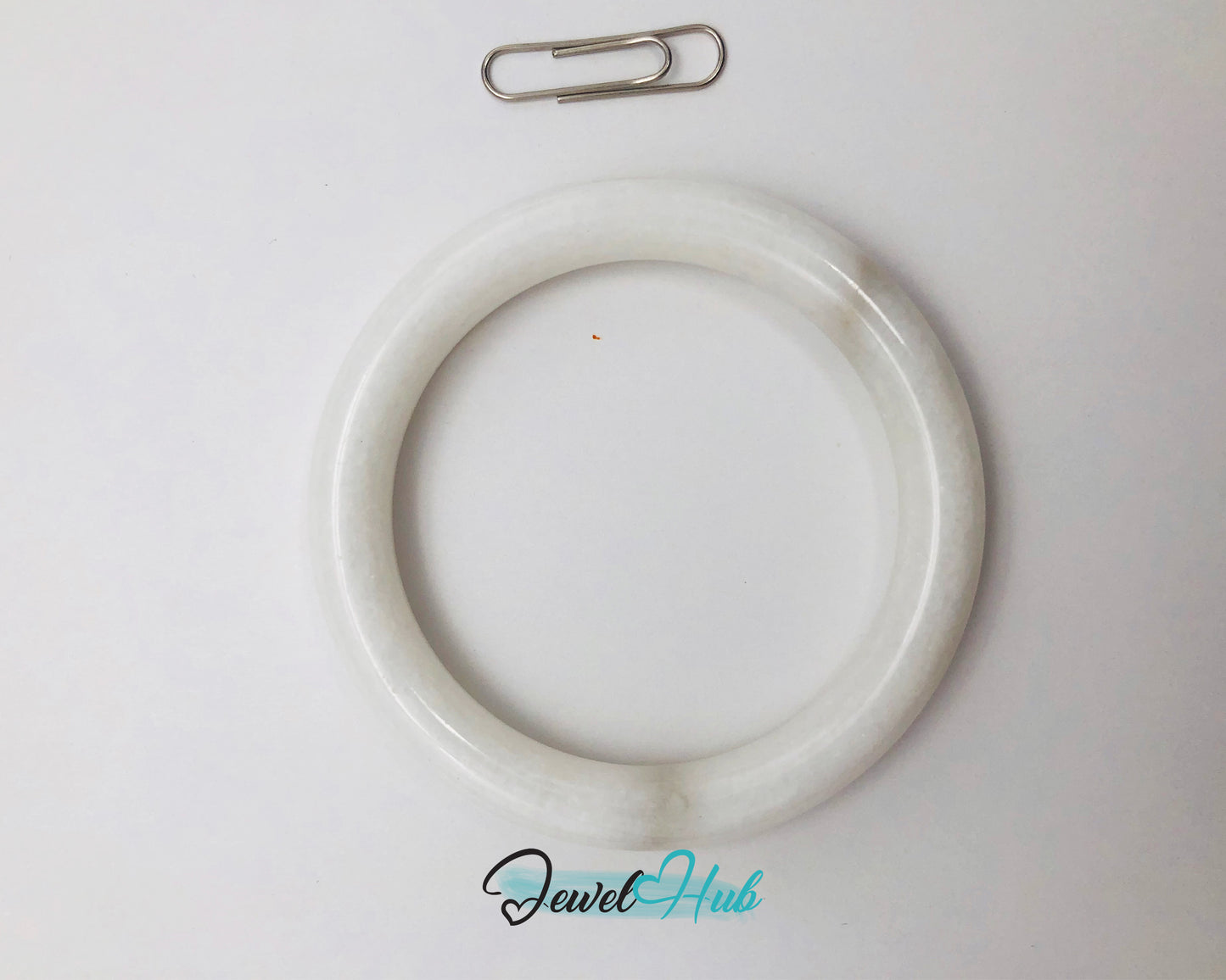 Natural White Nephrite Grade A Jade Bracelet Bangle (#FJJDB003)