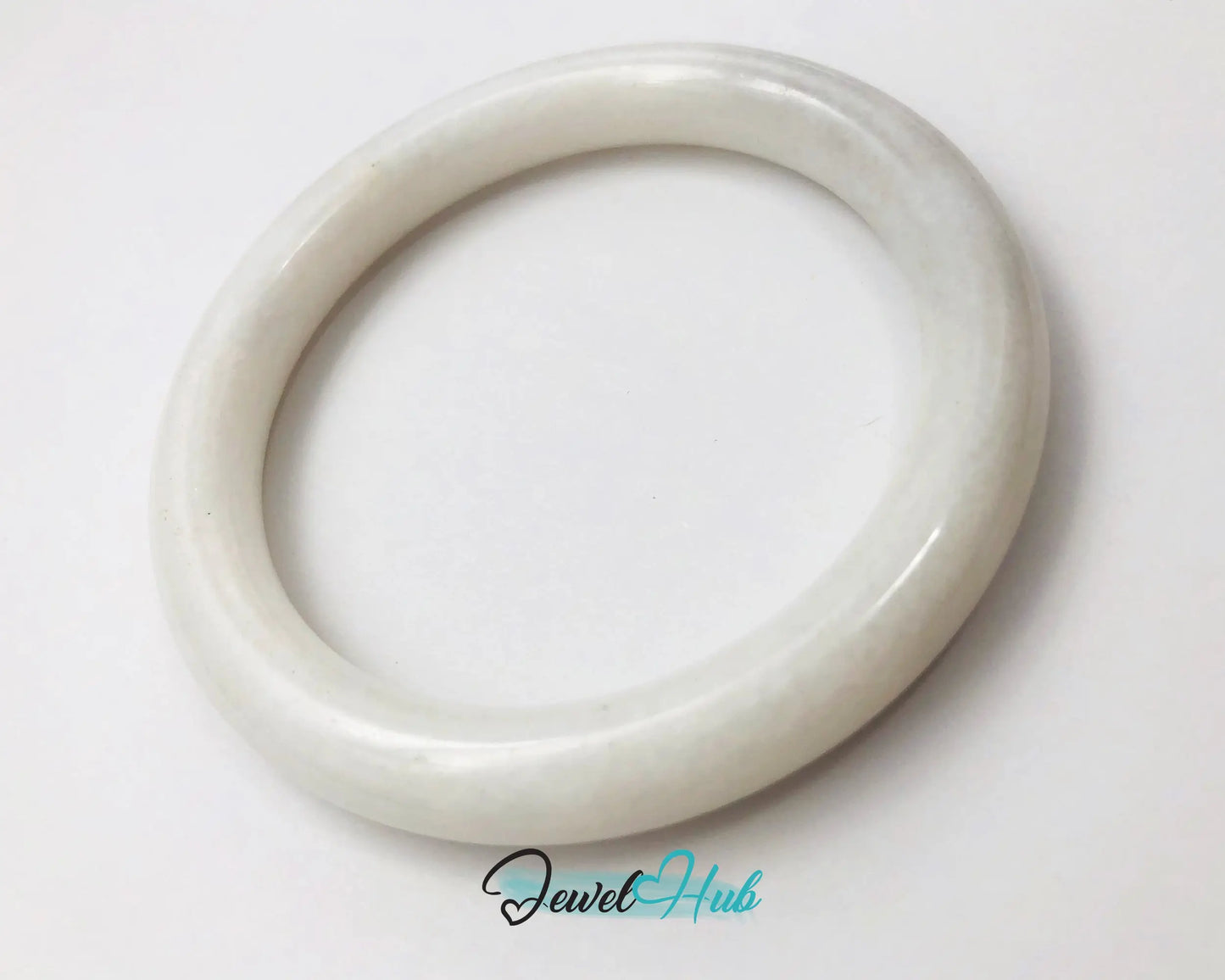 Natural White Nephrite Grade A Jade Bracelet Bangle (#FJJDB005) JH
