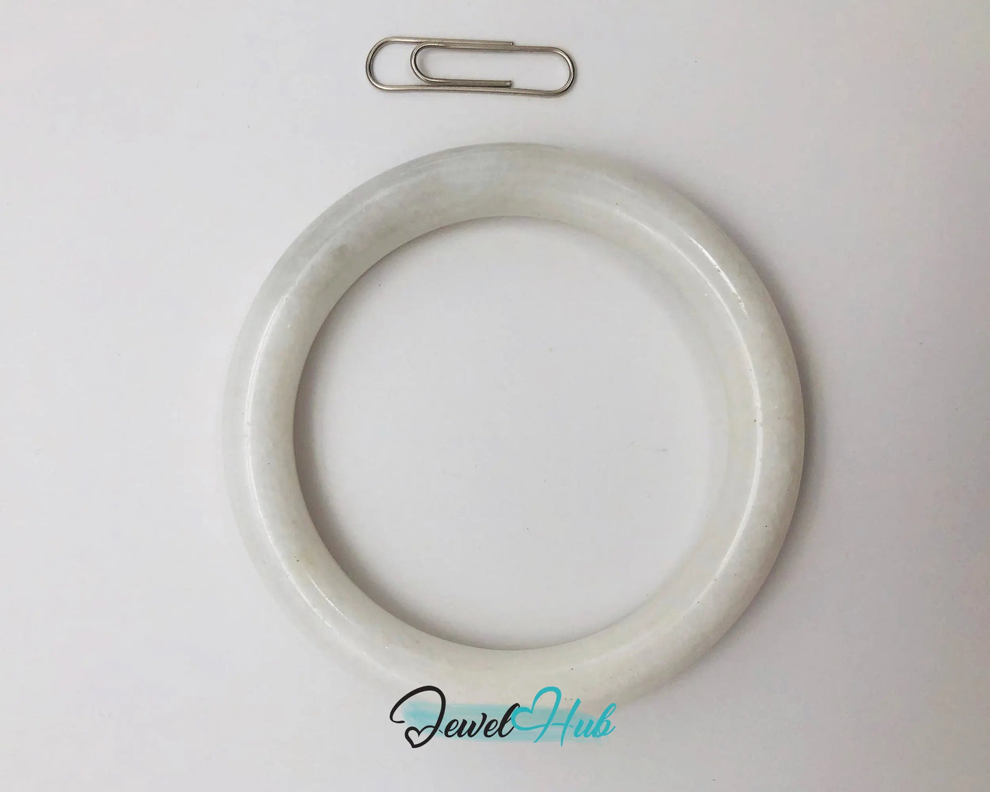 Natural White Nephrite Grade A Jade Bracelet Bangle (#FJJDB005) JH