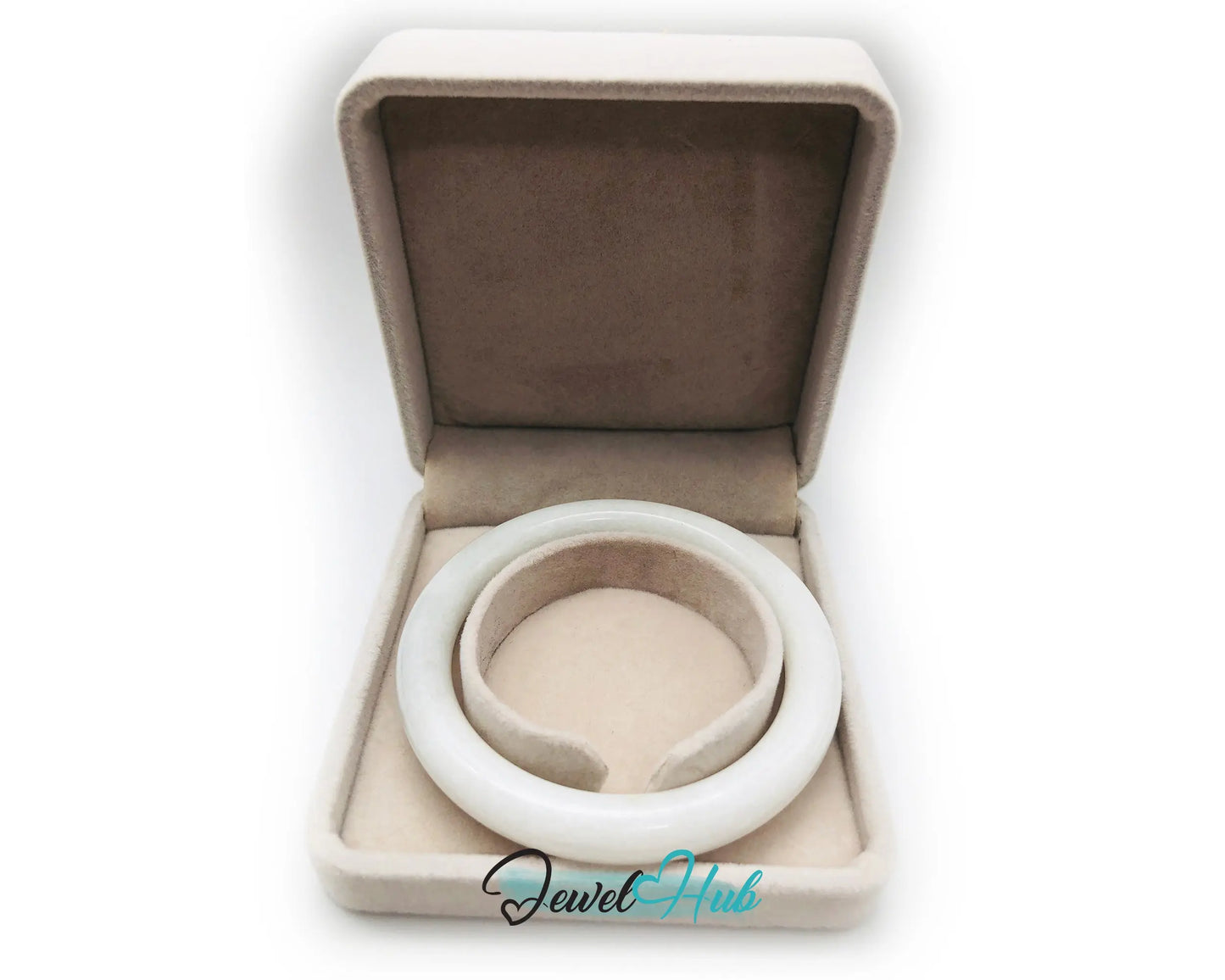 Natural White Nephrite Grade A Jade Bracelet Bangle (#FJJDB005) JH
