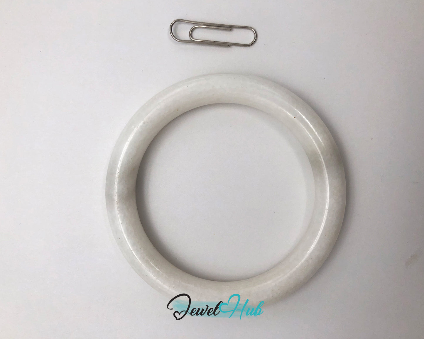 Natural White Nephrite Grade A Jade Bracelet Bangle (#FJJDB006)