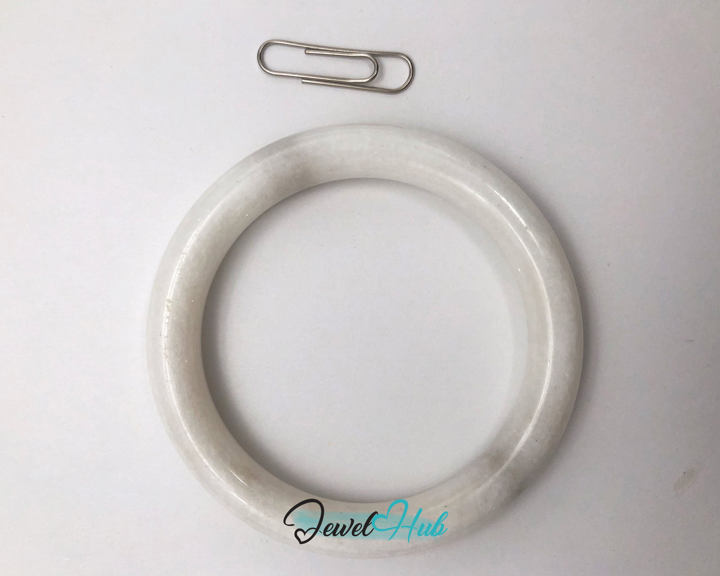 Natural White Nephrite Grade A Jade Bracelet Bangle (#FJJDB006)