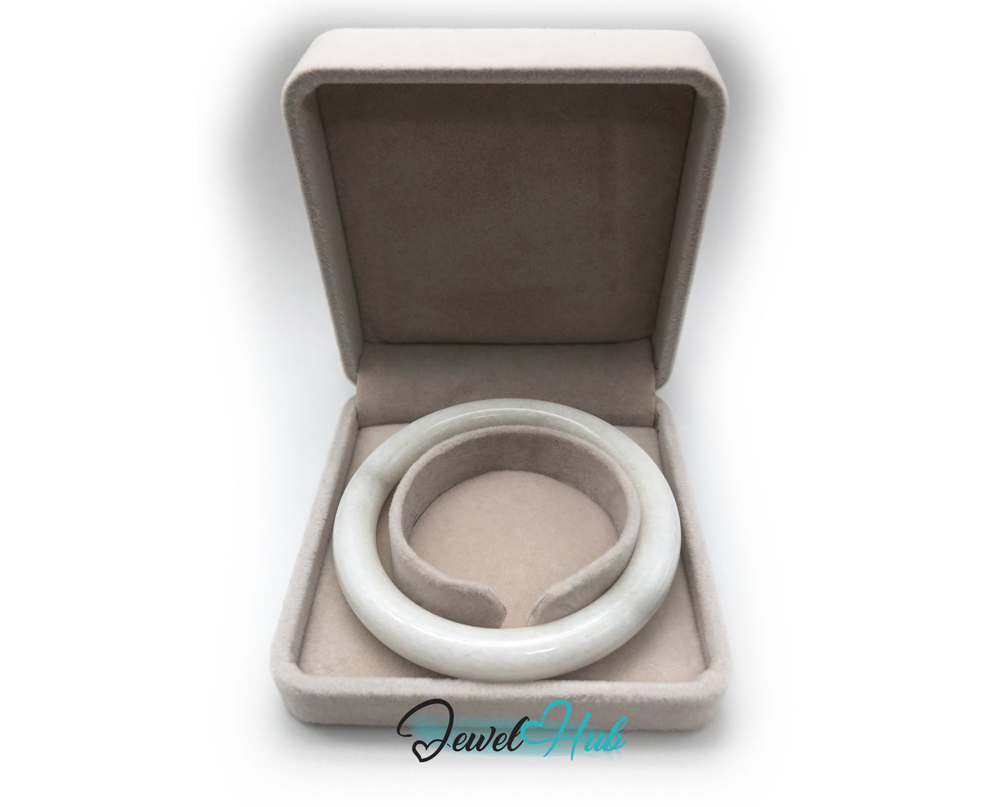 Natural White Nephrite Grade A Jade Bracelet Bangle (#FJJDB006)