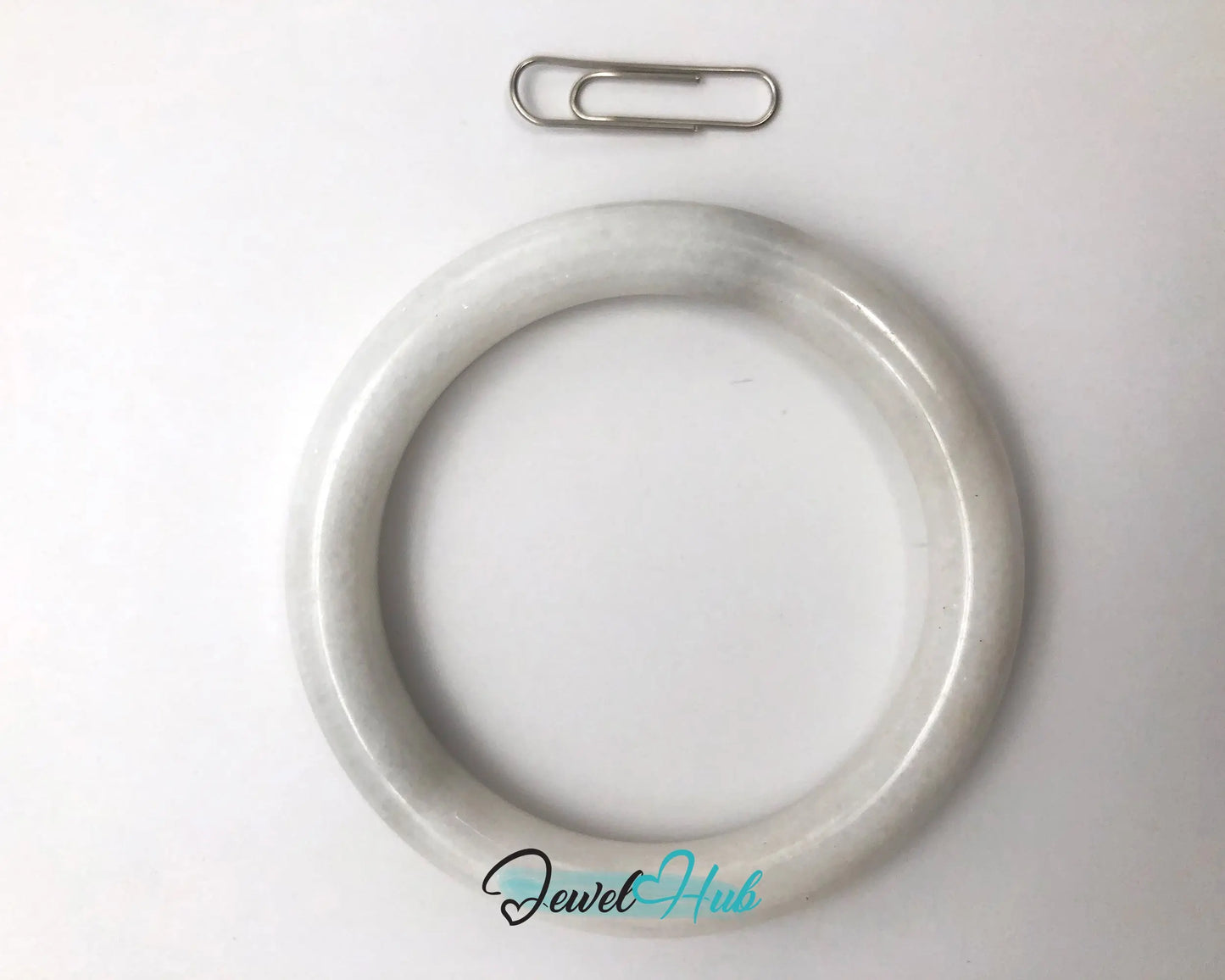 Natural White Nephrite Grade A Jade Bracelet Bangle (#FJJDB007) JH