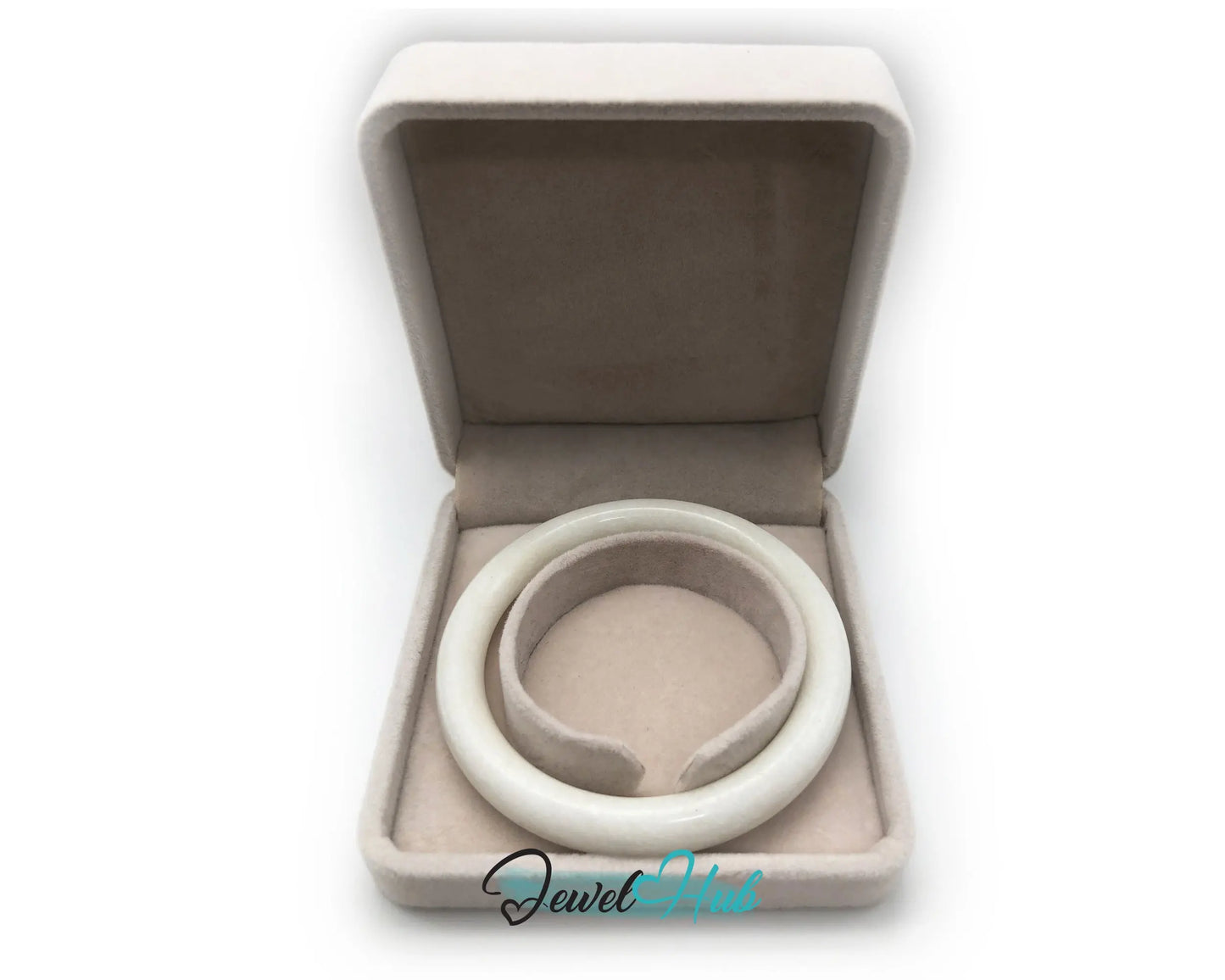 Natural White Nephrite Grade A Jade Bracelet Bangle (#FJJDB008) JH