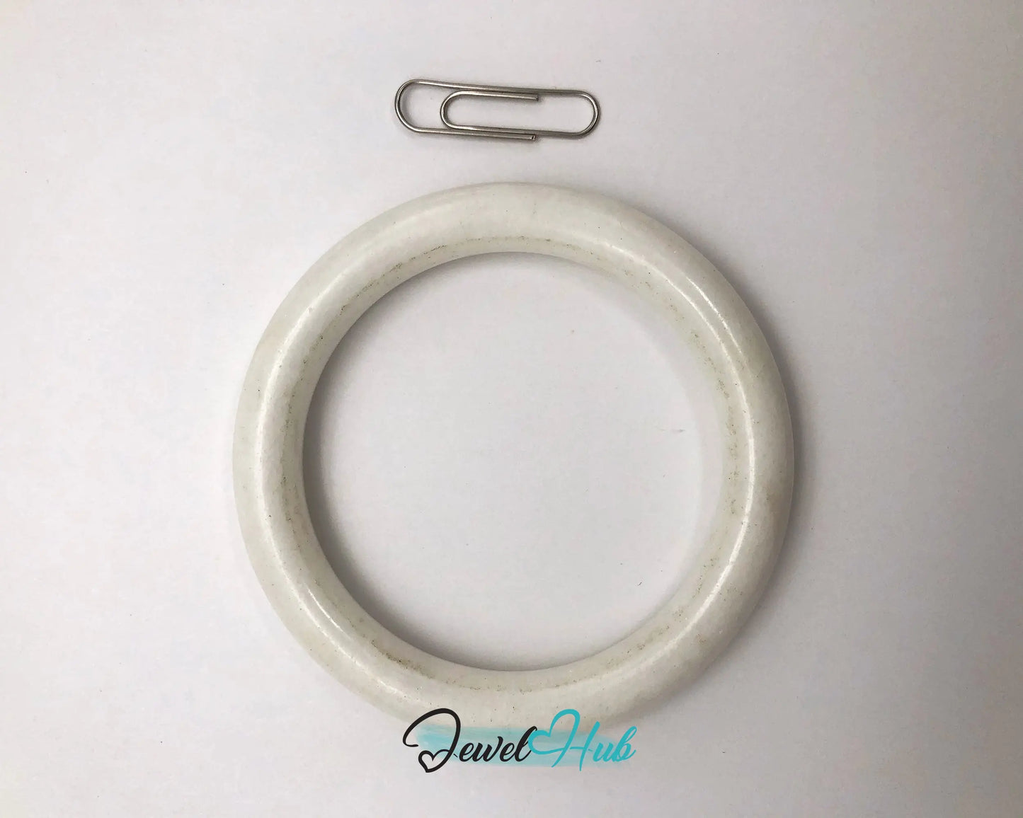 Natural White Nephrite Grade A Jade Bracelet Bangle (#FJJDB009) JH