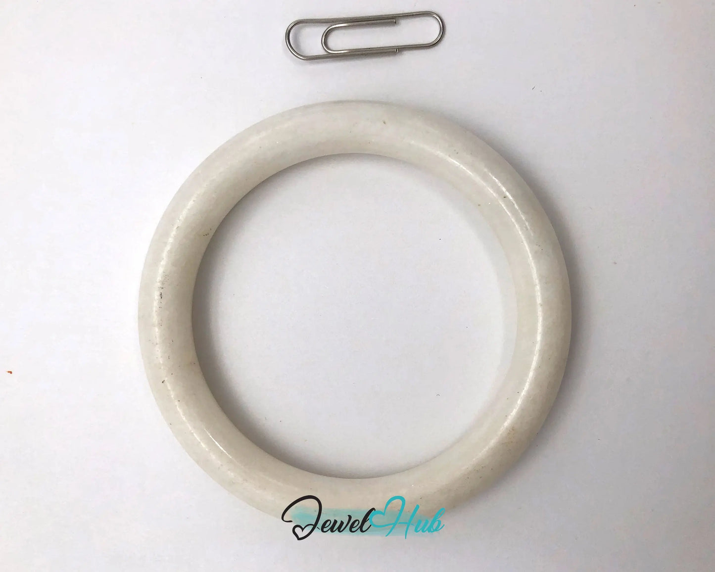 Natural White Nephrite Grade A Jade Bracelet Bangle (#FJJDB010) JH