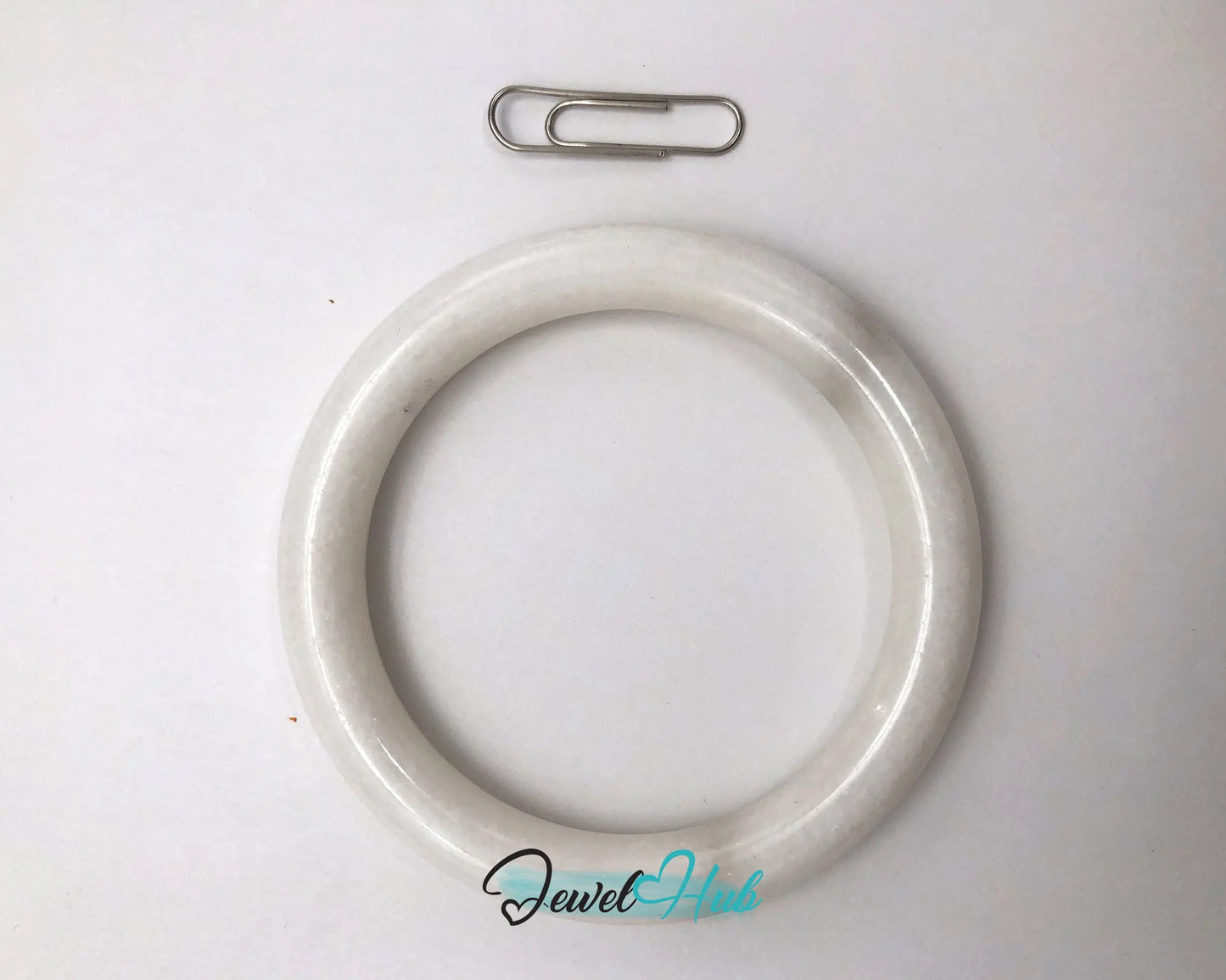 Natural White Nephrite Grade A Jade Bracelet Bangle (#FJJDB011) JH