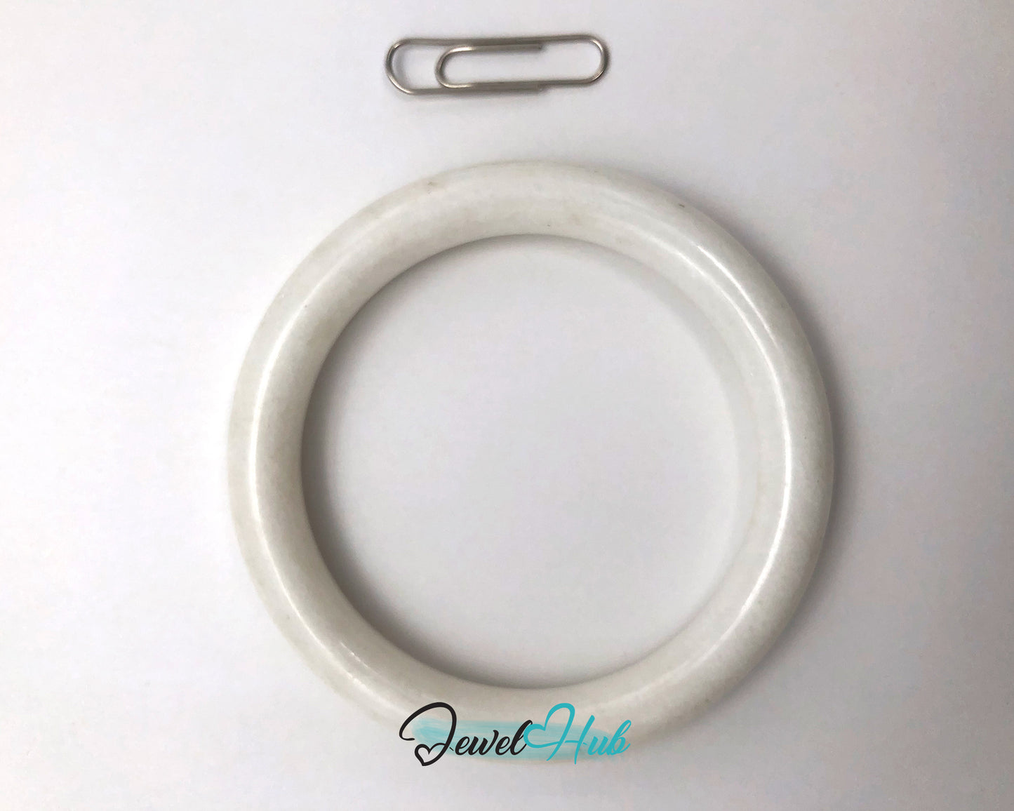 Natural White Nephrite Grade A Jade Bracelet Bangle (#FJJDB012)