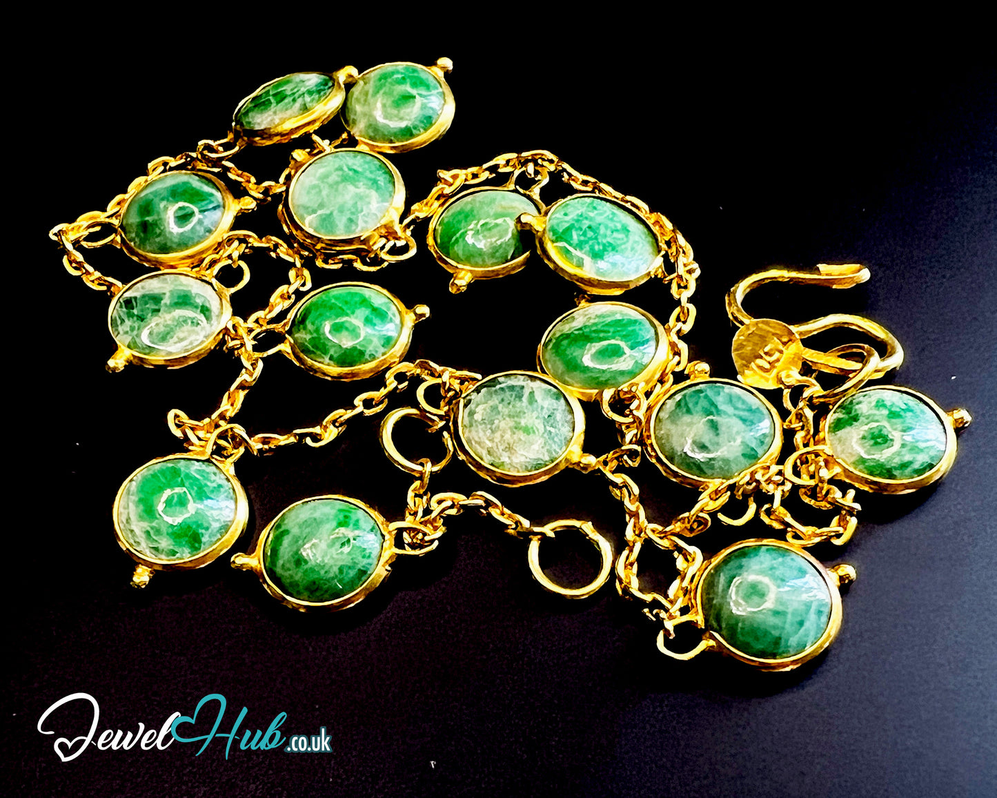14K Gold Green Jade Bead Bracelet – 14 Stones · 17cm · Minimalist Wellness Jewelry