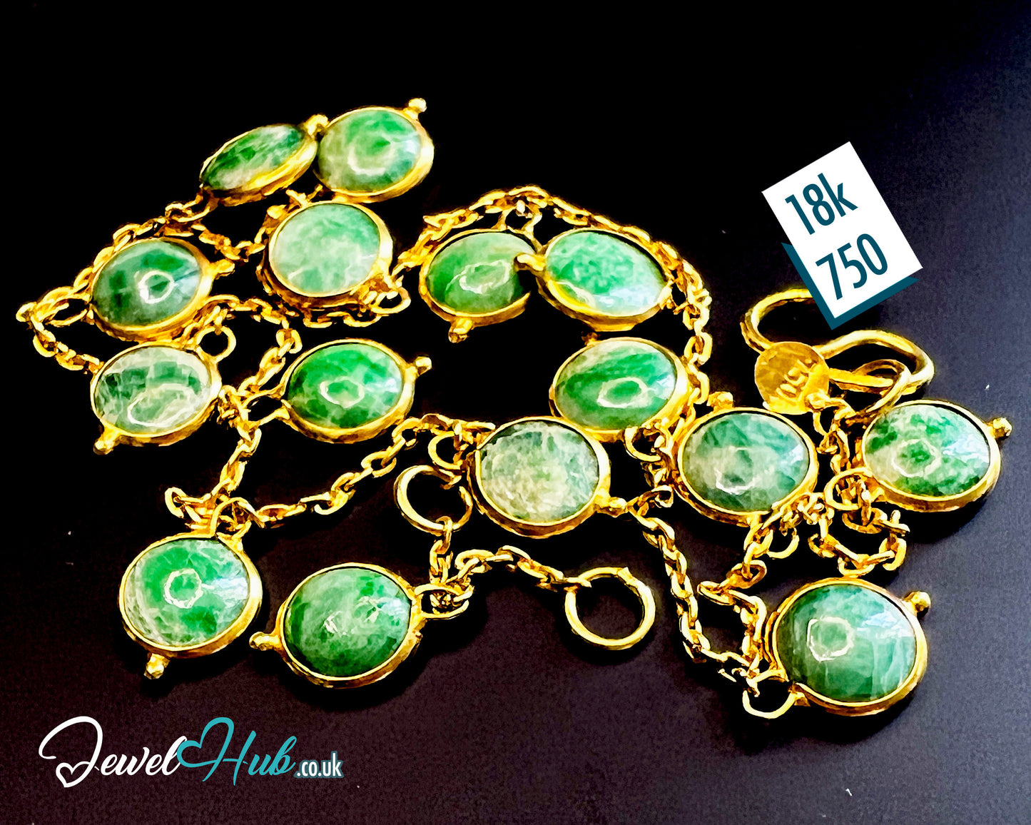 14K Gold Green Jade Bead Bracelet – 14 Stones · 17cm · Minimalist Wellness Jewelry