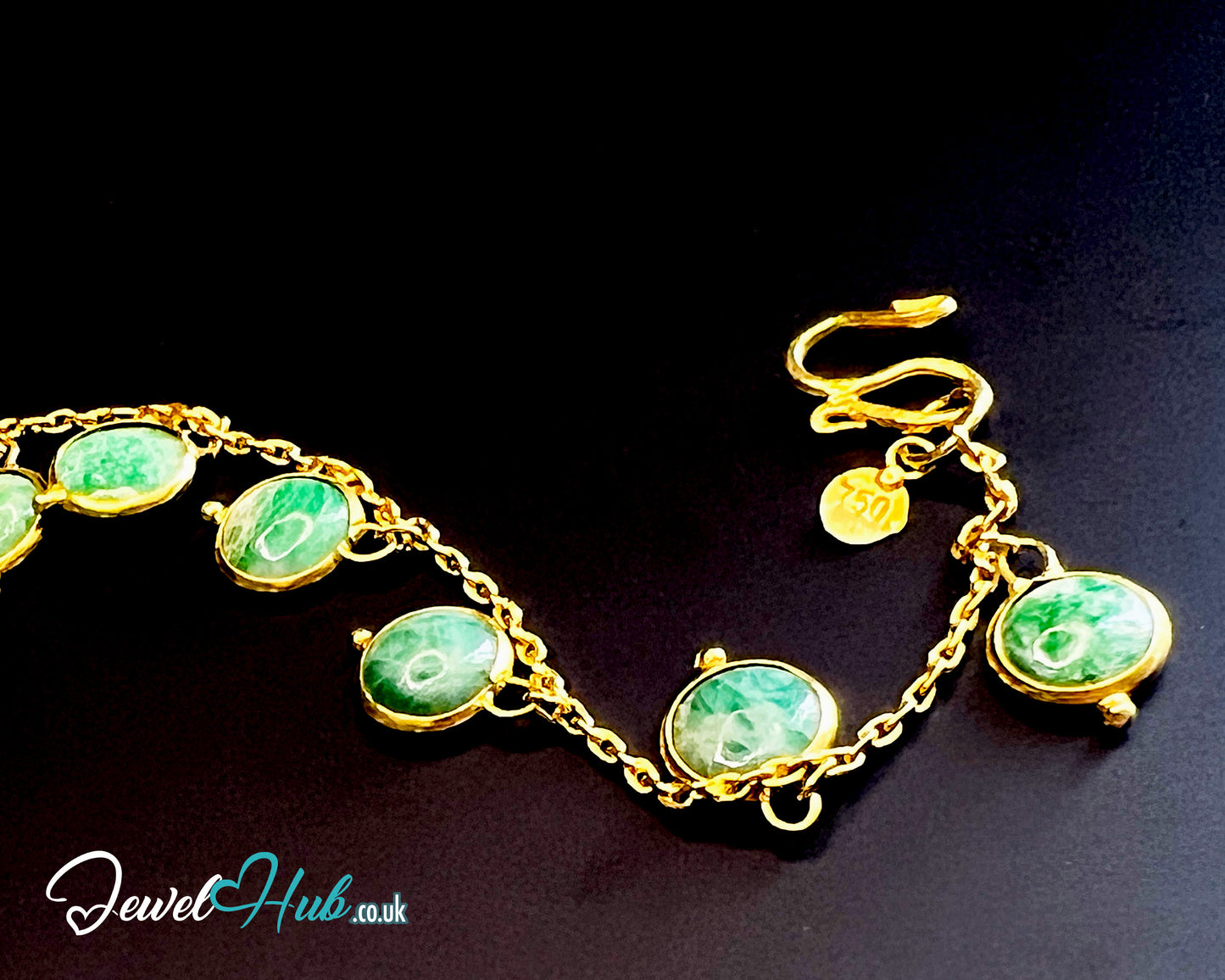 14K Gold Green Jade Bead Bracelet – 14 Stones · 17cm · Minimalist Wellness Jewelry