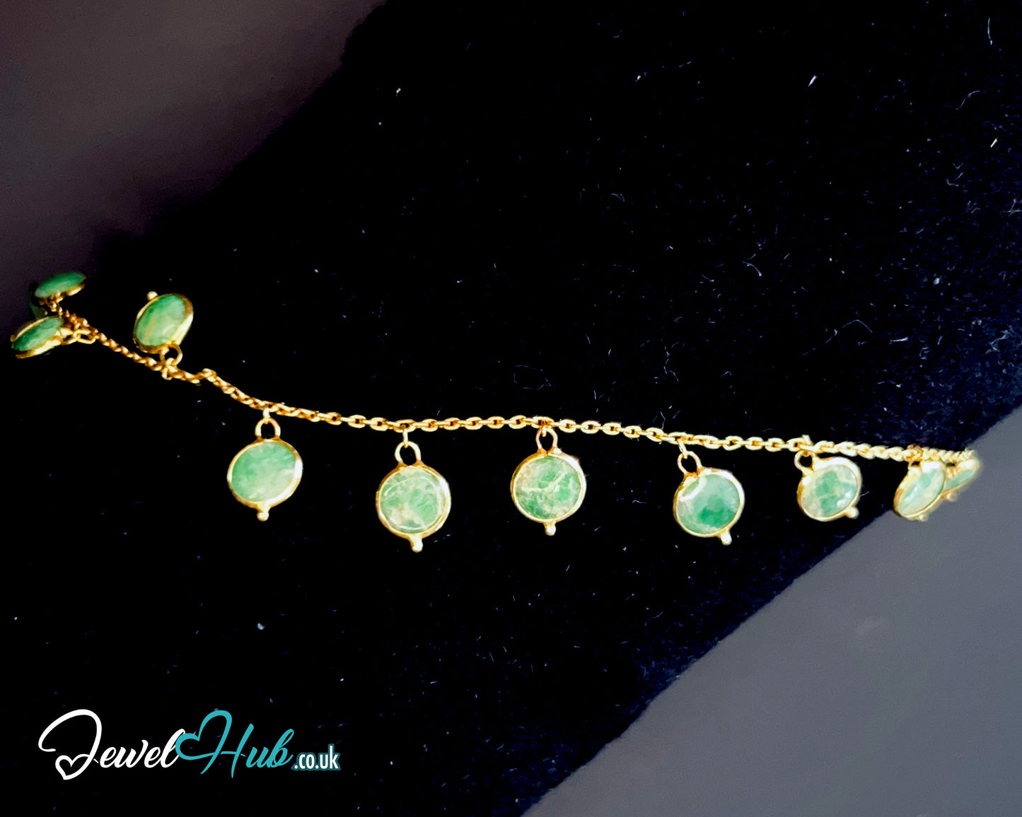 14K Gold Green Jade Bead Bracelet – 14 Stones · 17cm · Minimalist Wellness Jewelry