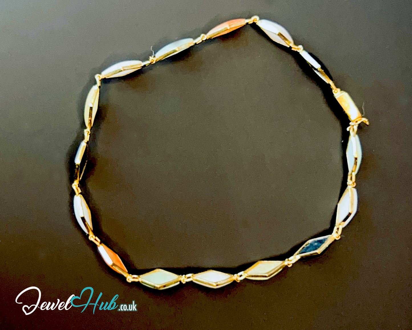 14K Gold Diamond-Cut Jade Bracelet – 15 Colorful Stones · 18cm · 5.33g · Hallmarked Wellness Jewelry