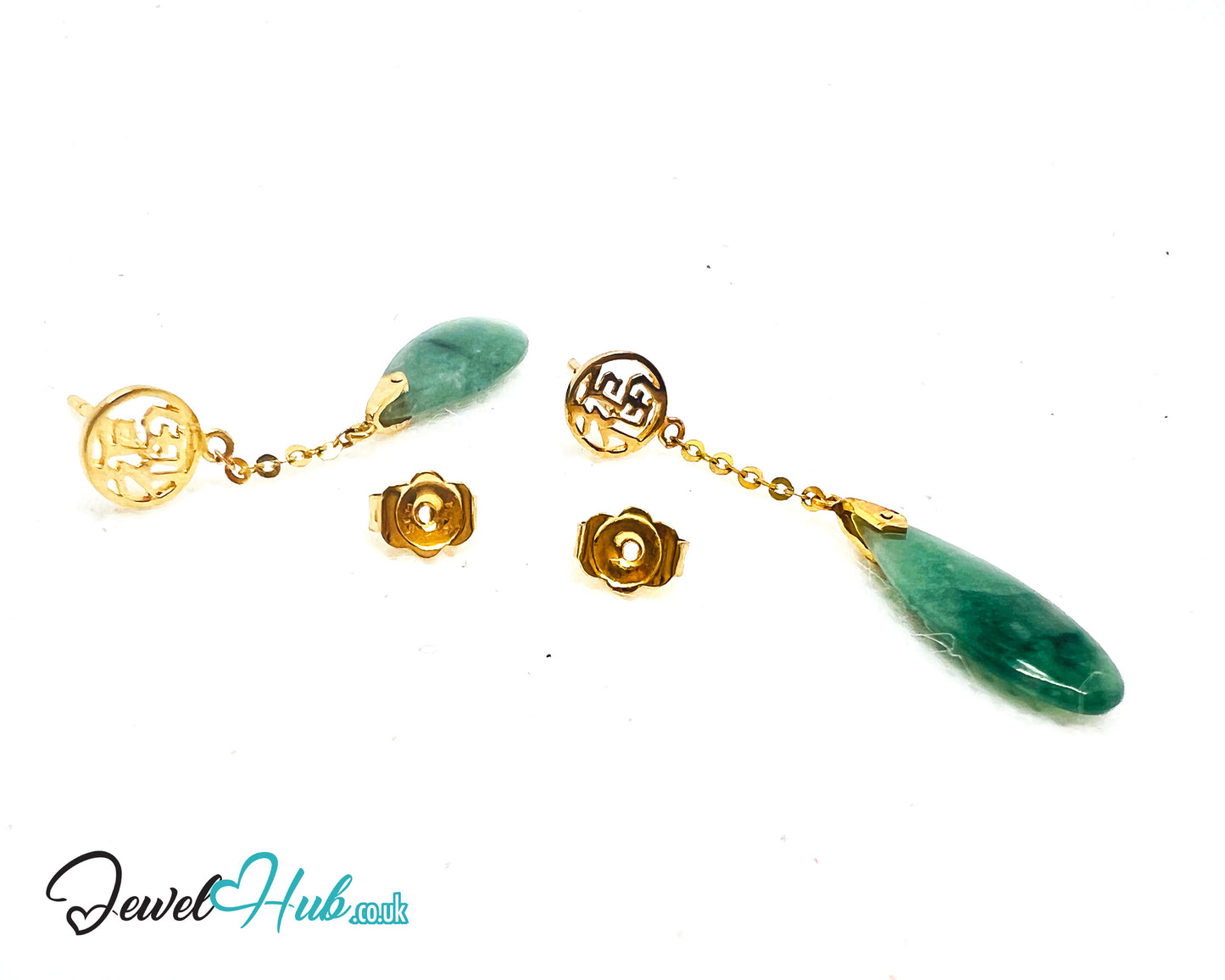 14K Gold Jade Drop Earrings – Harmony in Motion