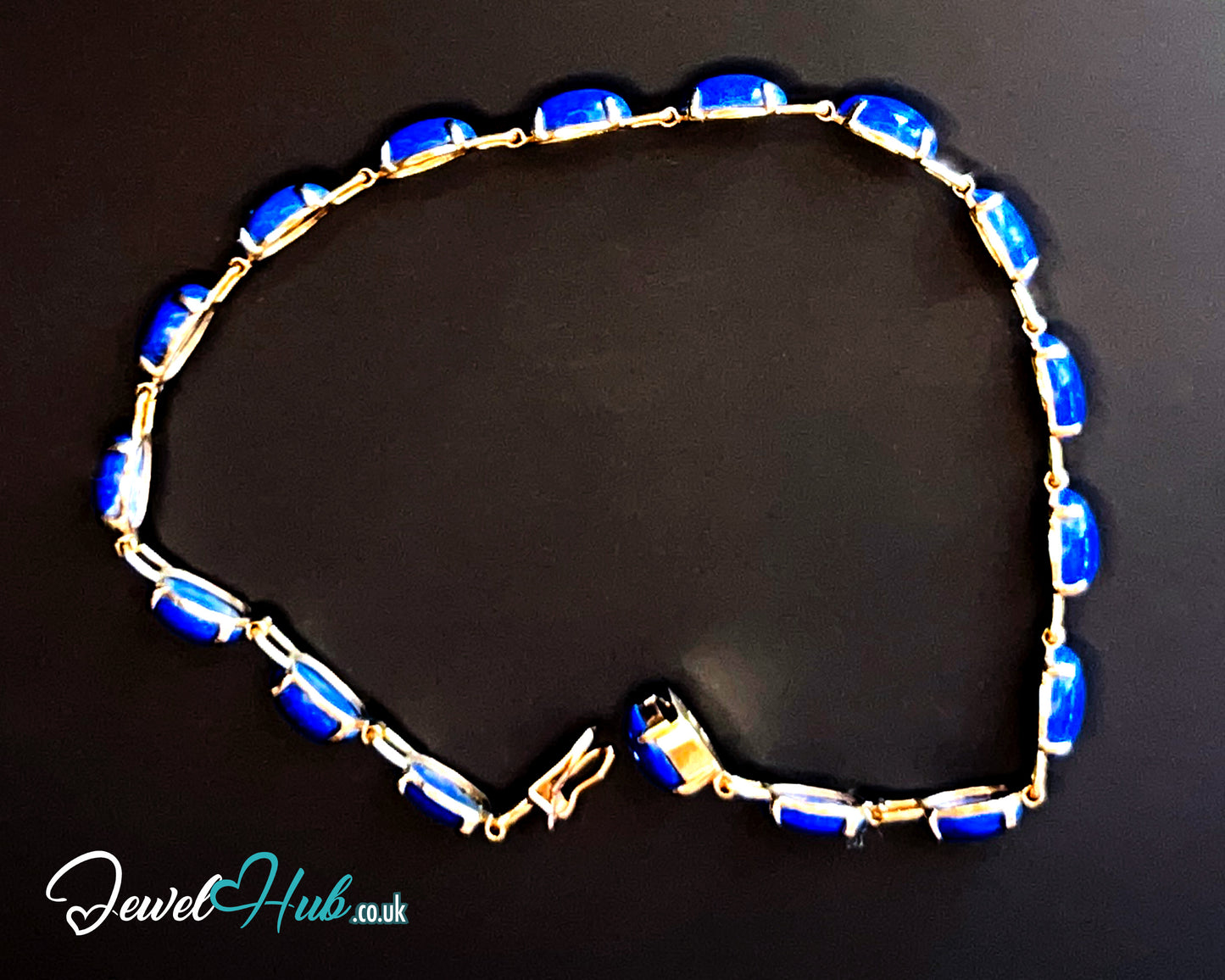 14K Gold Lapis Lazuli Bracelet – 17 Deep Blue Stones · 18cm · Hallmarked Wellness Jewelry