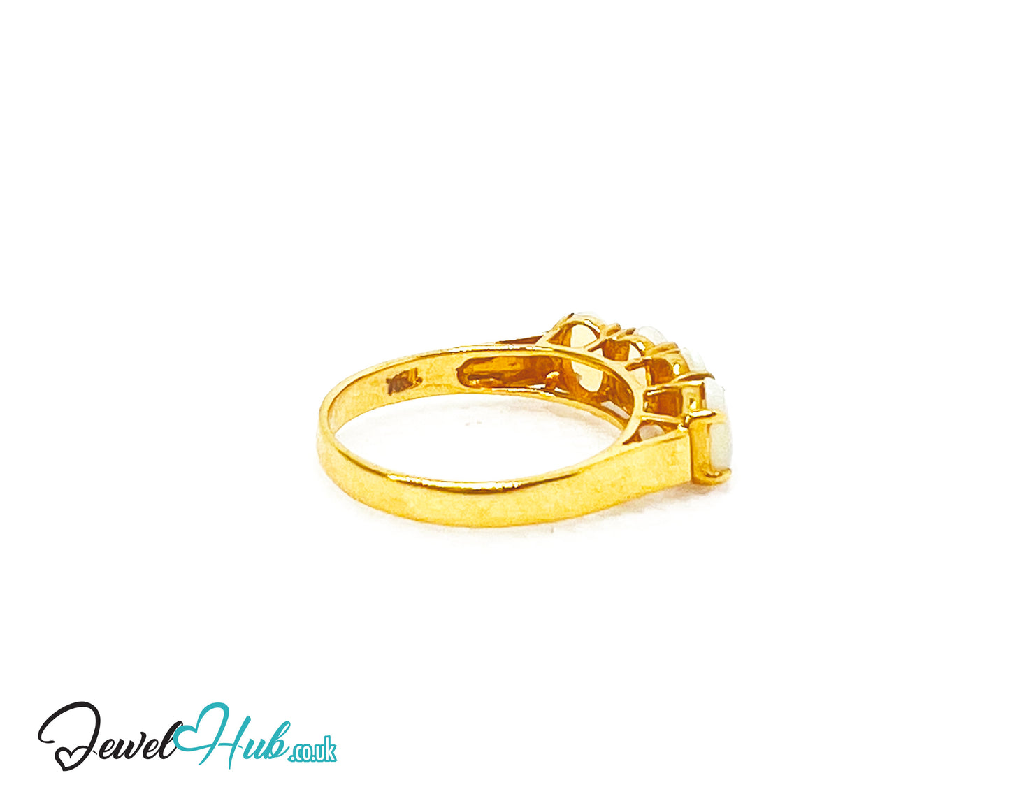 18k Gold Four-Stone Opal Ring – Hallmarked (750) | UK M US 6.5 | Aurora Petals
