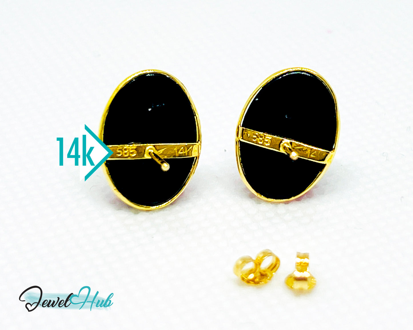 Vintage 1998 14k Gold Black Onyx Stud Earrings – Elegant Minimalism