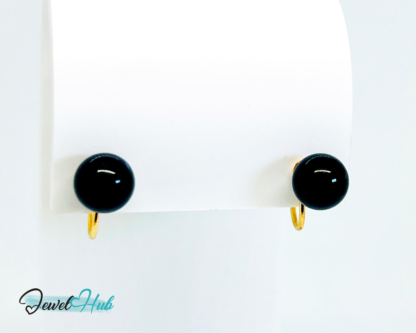 14k Gold Black Onyx Clip-On Stud Earrings – Elegance Without Piercing