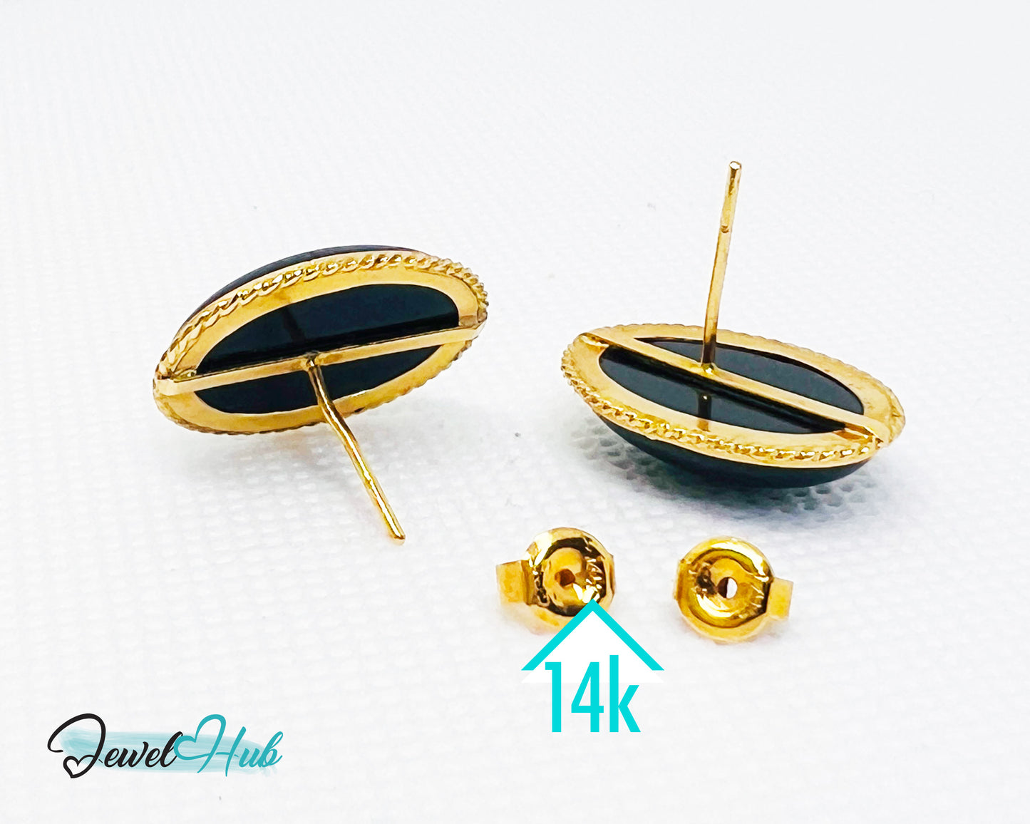 14k Solid Gold Oval Onyx Stud Earrings – Distinctive Craftsmanship