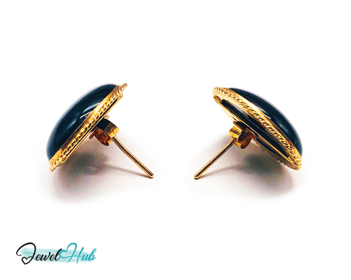 14k Solid Gold Oval Onyx Stud Earrings – Distinctive Craftsmanship