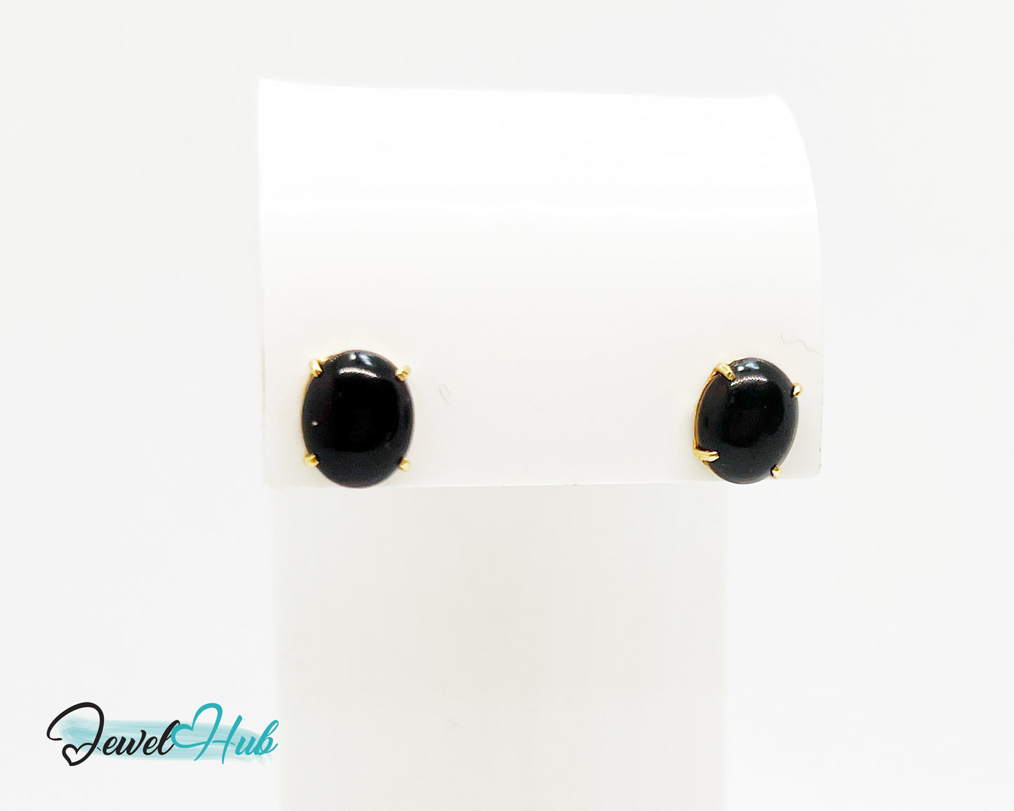 14k Gold Onyx Stud Earrings – Bold Simplicity in Black & Gold
