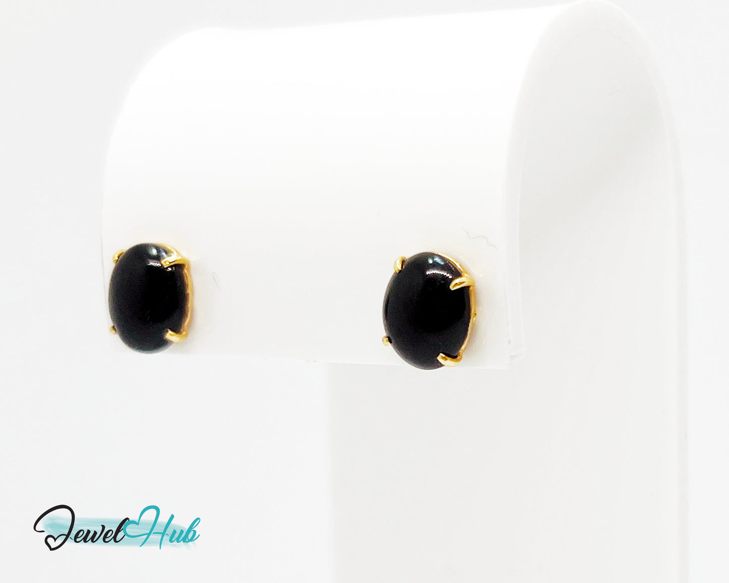 14k Gold Onyx Stud Earrings – Bold Simplicity in Black & Gold