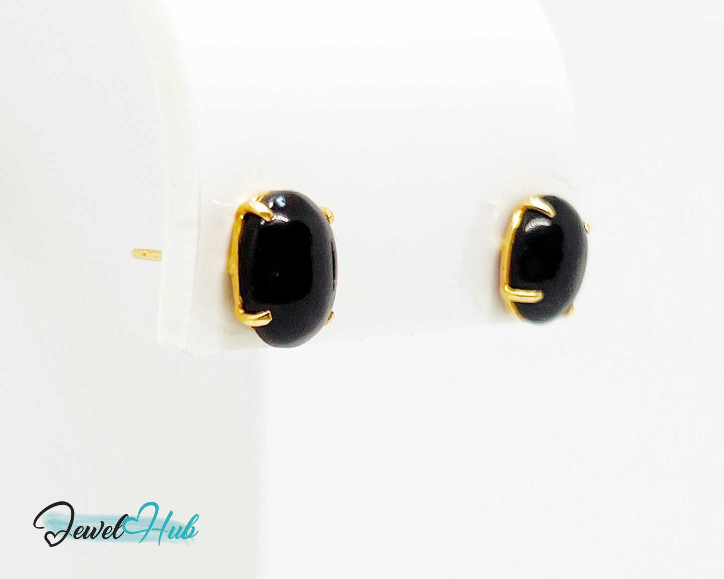 14k Gold Onyx Stud Earrings – Bold Simplicity in Black & Gold