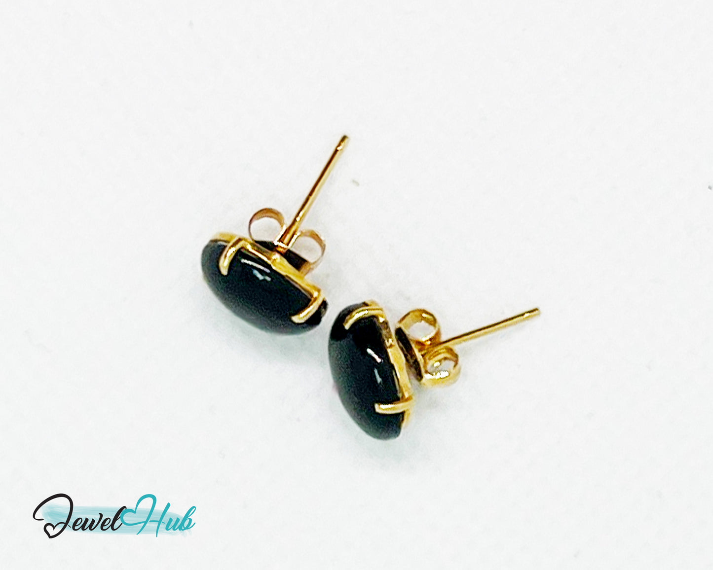 14k Gold Onyx Stud Earrings – Bold Simplicity in Black & Gold