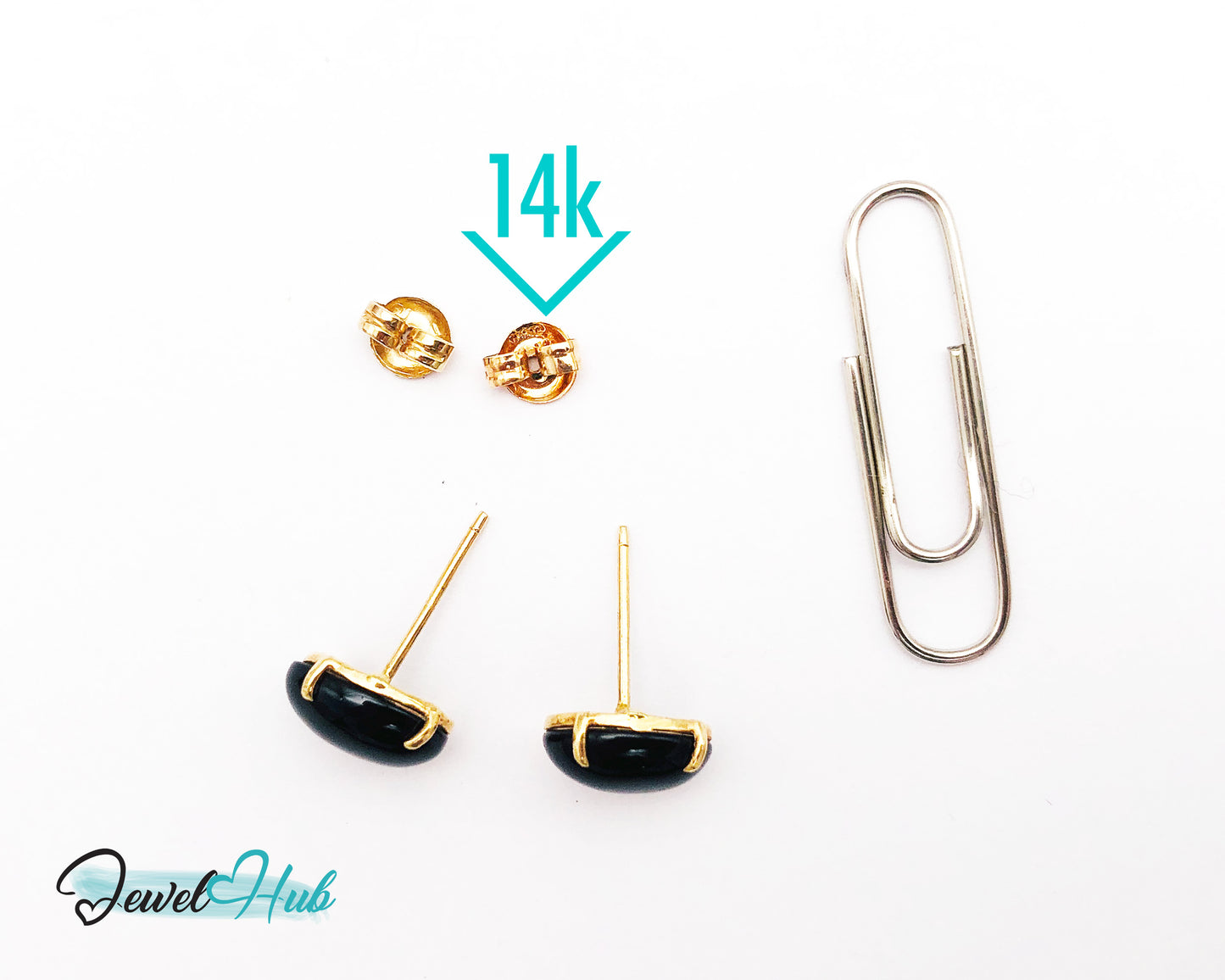 14k Gold Onyx Stud Earrings – Bold Simplicity in Black & Gold