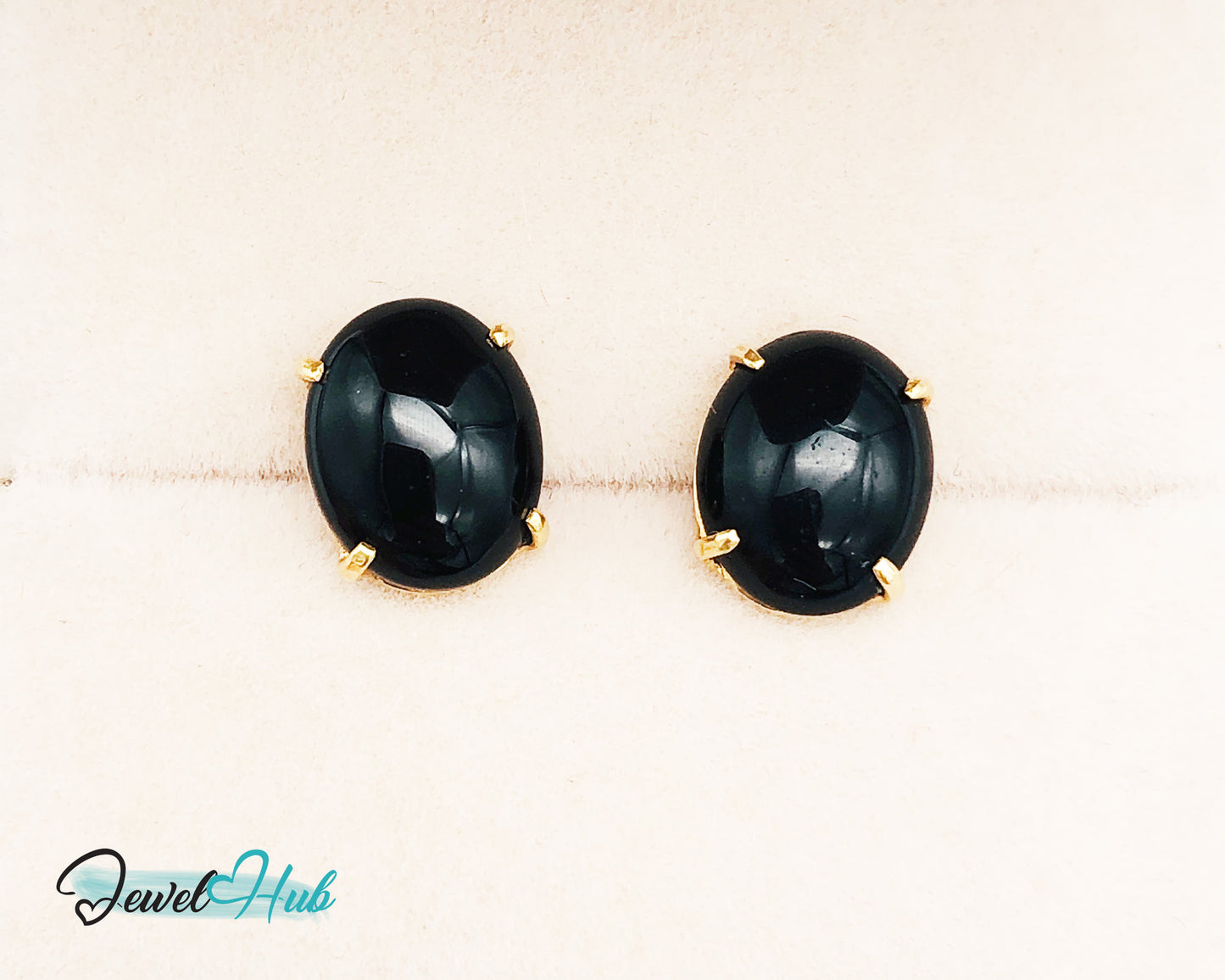 14k Gold Onyx Stud Earrings – Bold Simplicity in Black & Gold