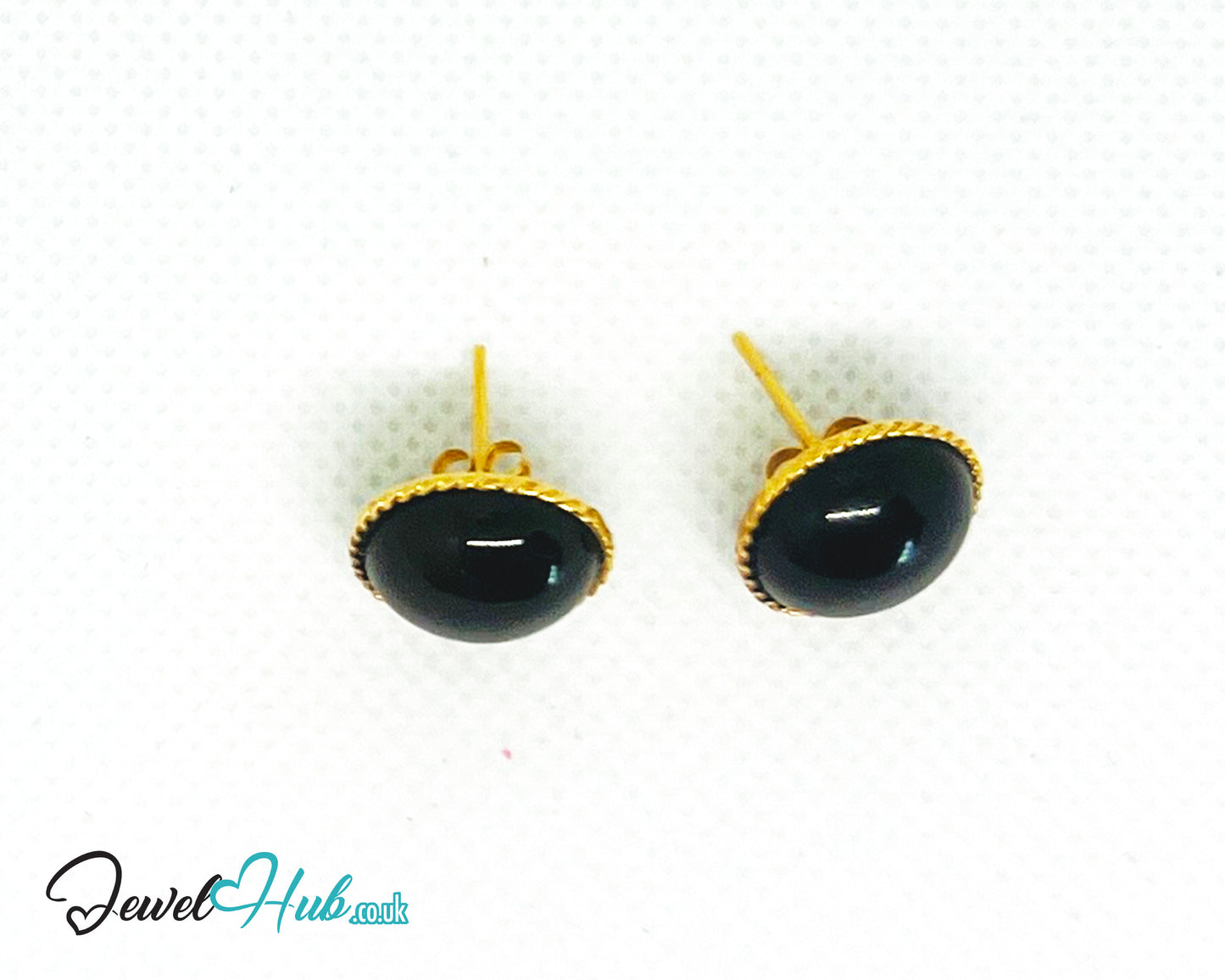 14K Solid Gold Round Onyx Stud Earrings with Floral Halo – 13mm Gemstone