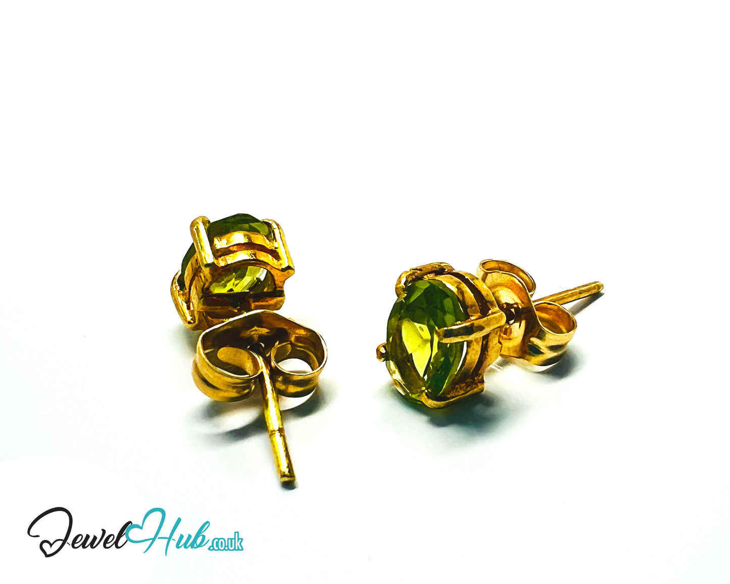 14K Solid Gold Peridot Stud Earrings – 6×4mm Oval-Cut, 1.00ct Total