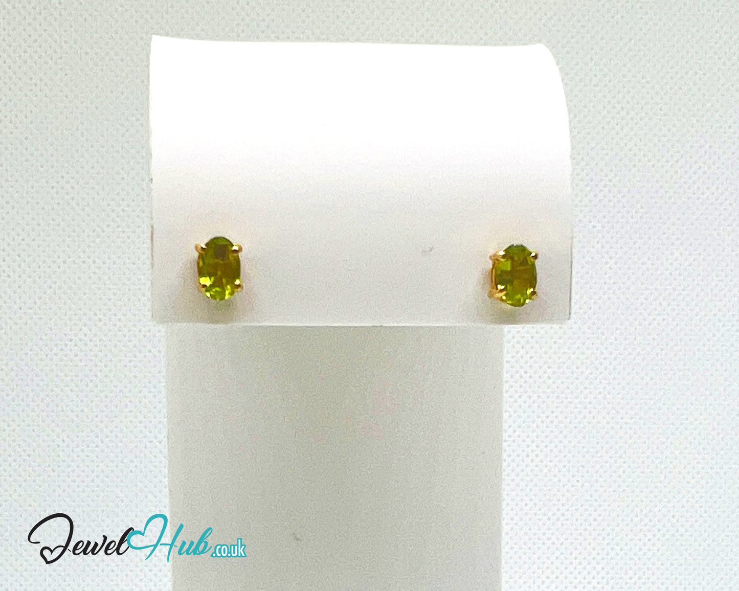 14K Solid Gold Peridot Stud Earrings – 6×4mm Oval-Cut, 1.00ct Total