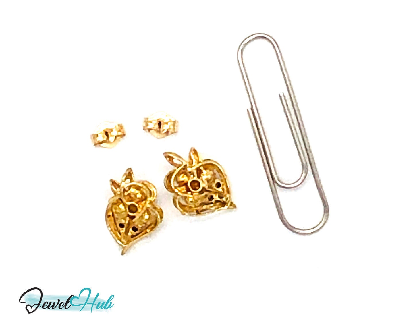 14k (585) Solid Yellow Gold Floral Pearl and Diamond Earrings