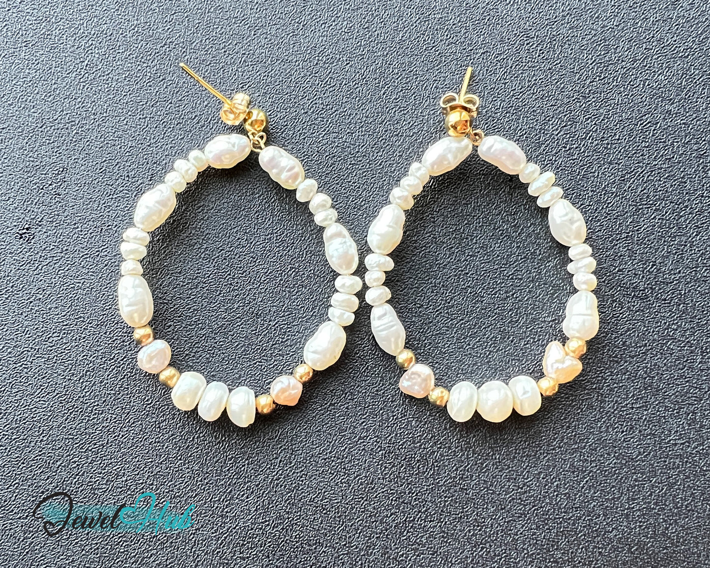 14k Freshwater Pearl Large Circle Hoop Earrings – Organic Radiance