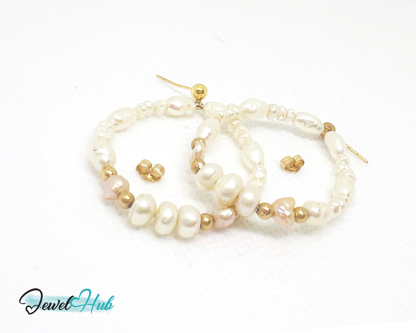 14k Freshwater Pearl Large Circle Hoop Earrings – Organic Radiance