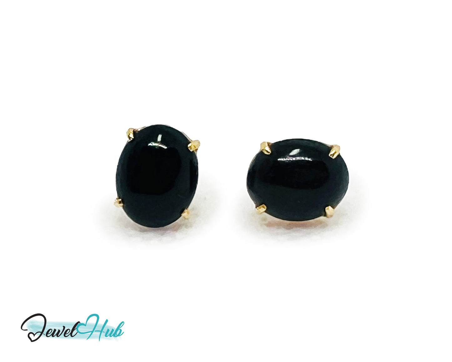14k Gold Onyx Stud Earrings – Bold Simplicity in Black & Gold