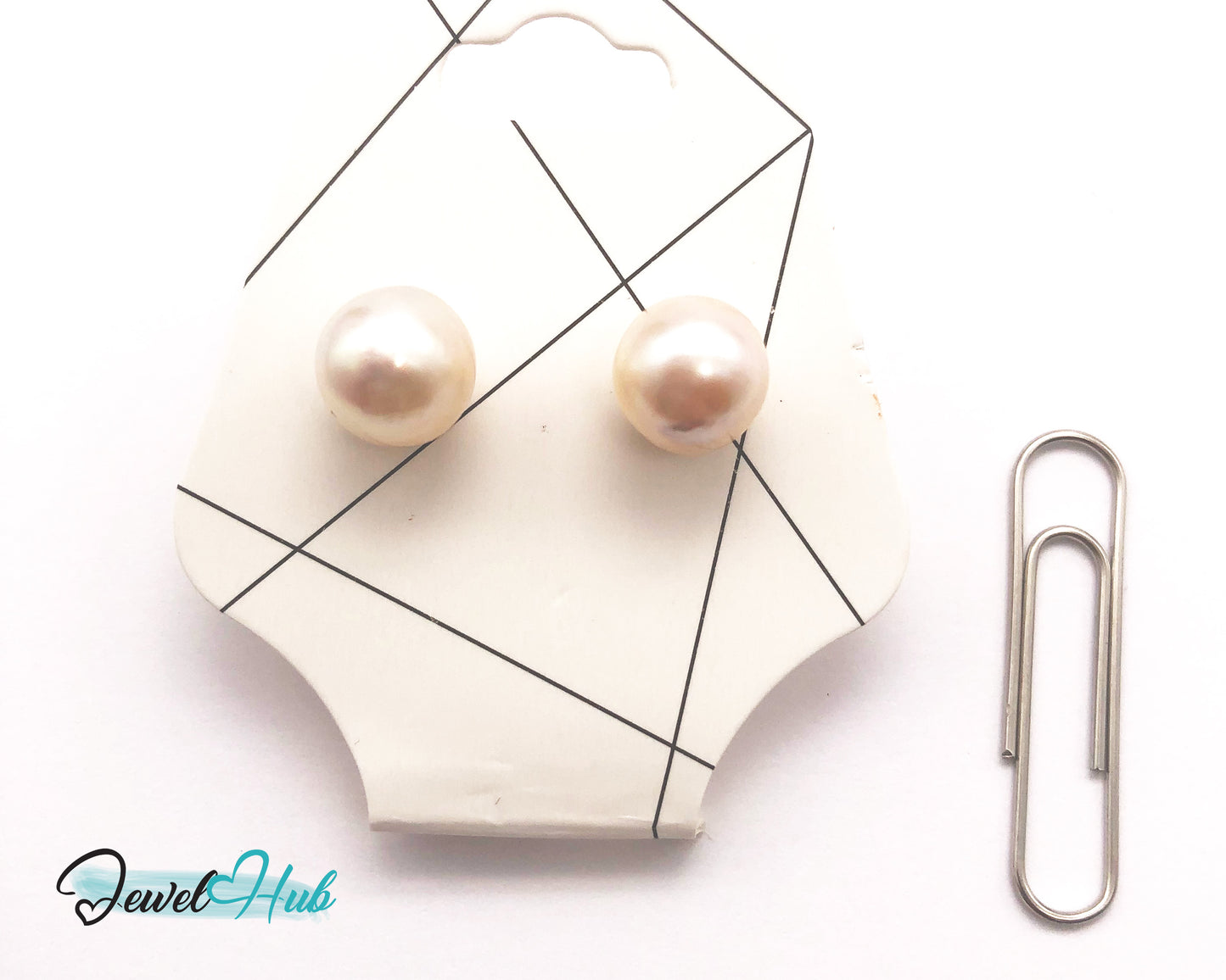 14K Solid Gold Blush Pearl Stud Earrings – 9mm Premium Freshwater Pearls