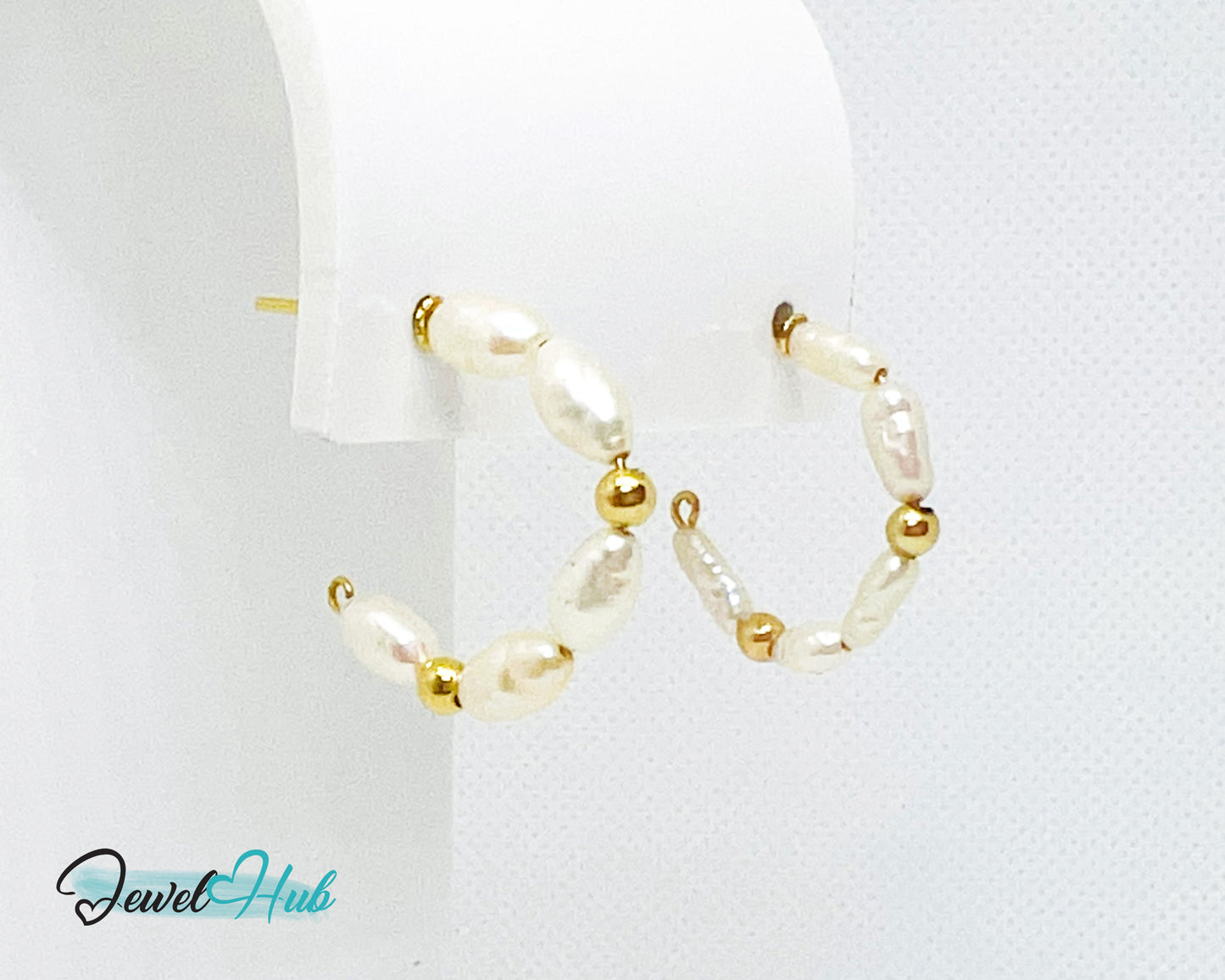 14K Solid Gold Freshwater Pearl Cascade Earrings – Lightweight & Sculptural Elegance